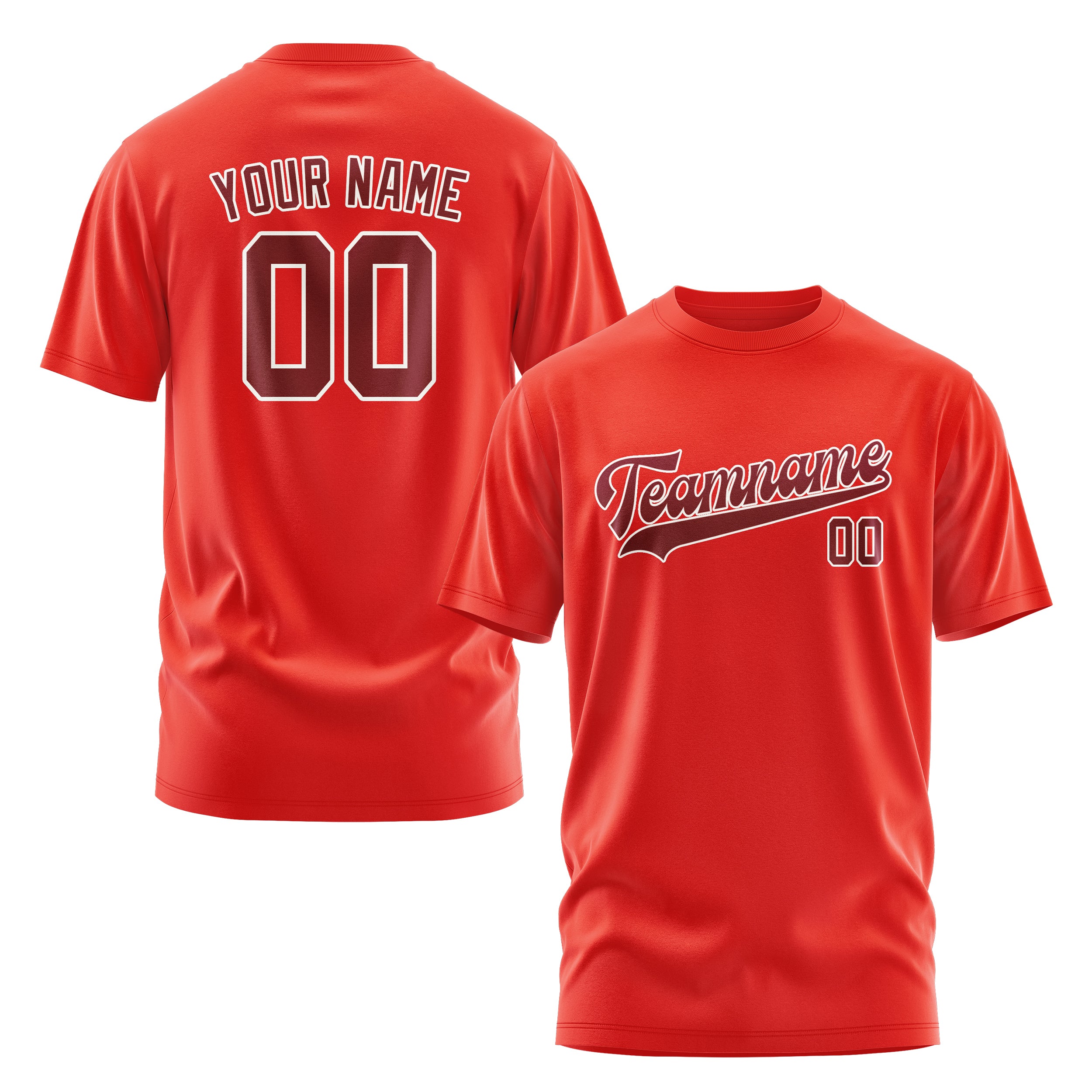 Maßgeschneidertes Orangerot Karmesinrot T-Shirt
