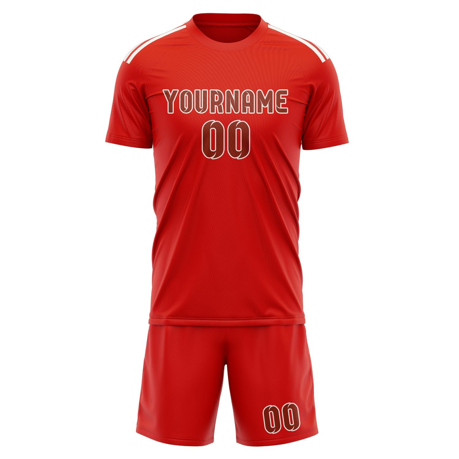 Maßgeschneidertes Professionelles Orangerot Korallenrot Fußballtrikot-Set