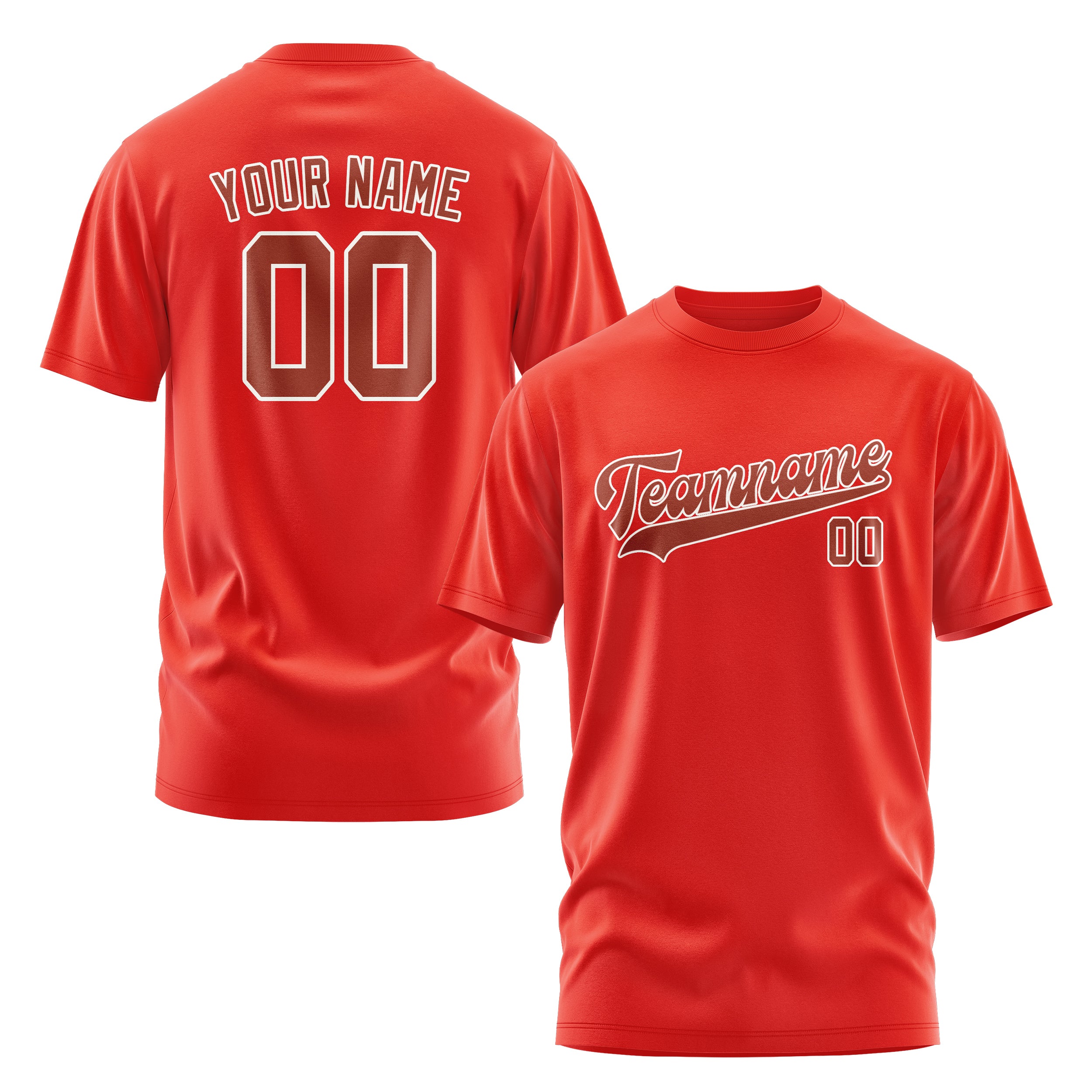 Maßgeschneidertes Orangerot Korallenrot T-Shirt