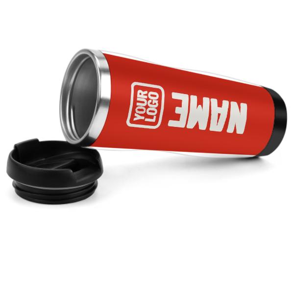 Tazza personalizzata in acciaio inossidabile arancione, rosso e bianco