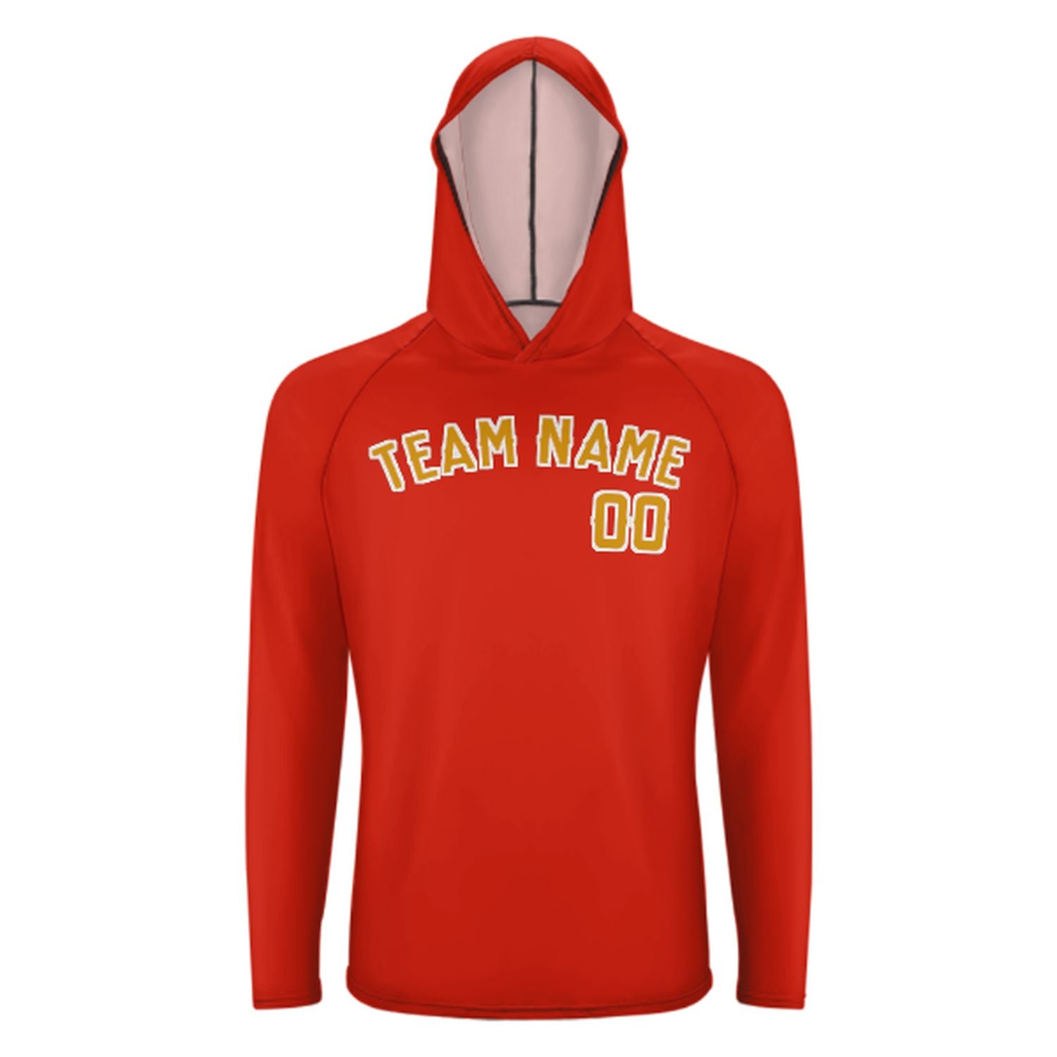 Maßgeschneidertes Orangerot Gelb UV-Hoodie