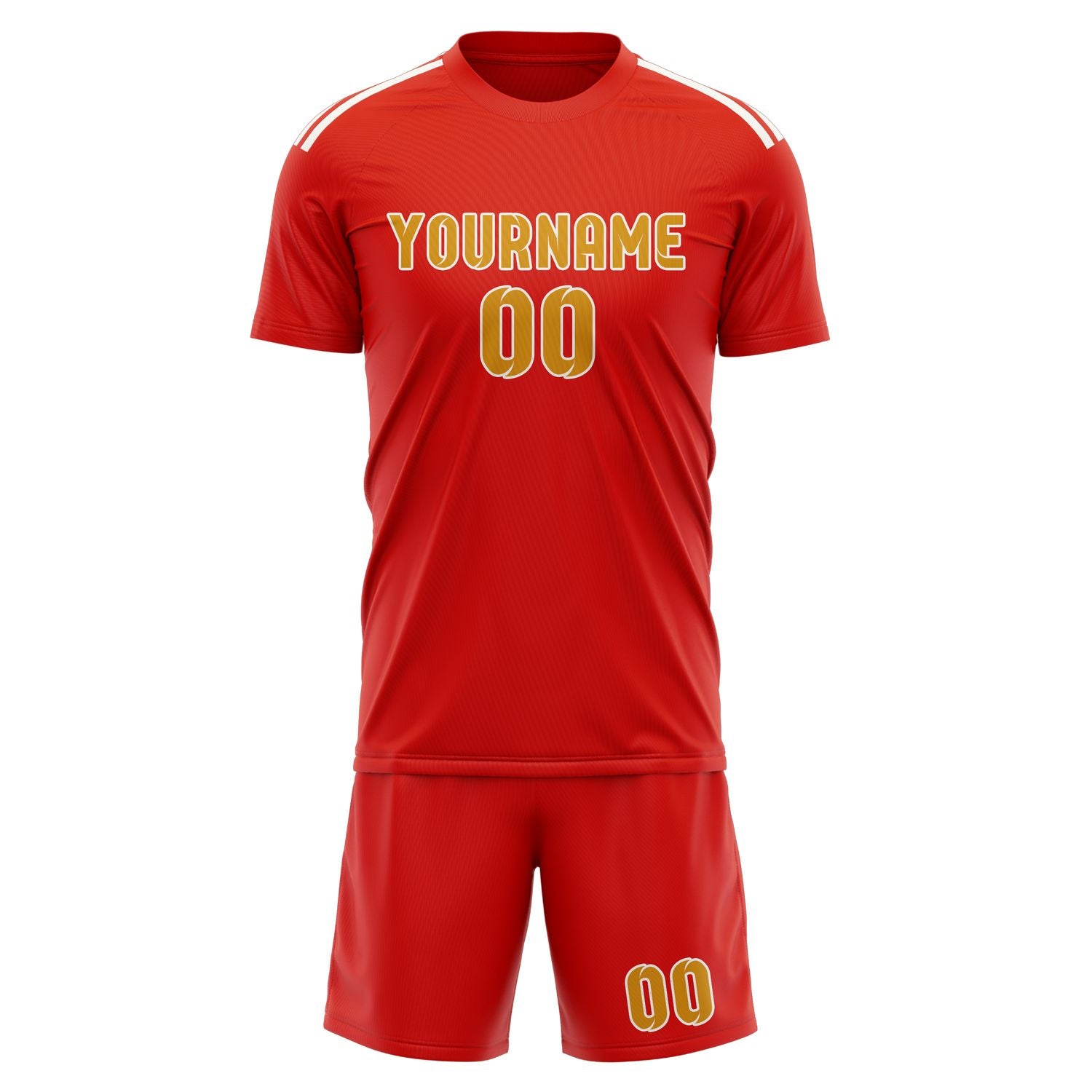 Maßgeschneidertes Professionelles Orangerot Gelb Fußballtrikot-Set