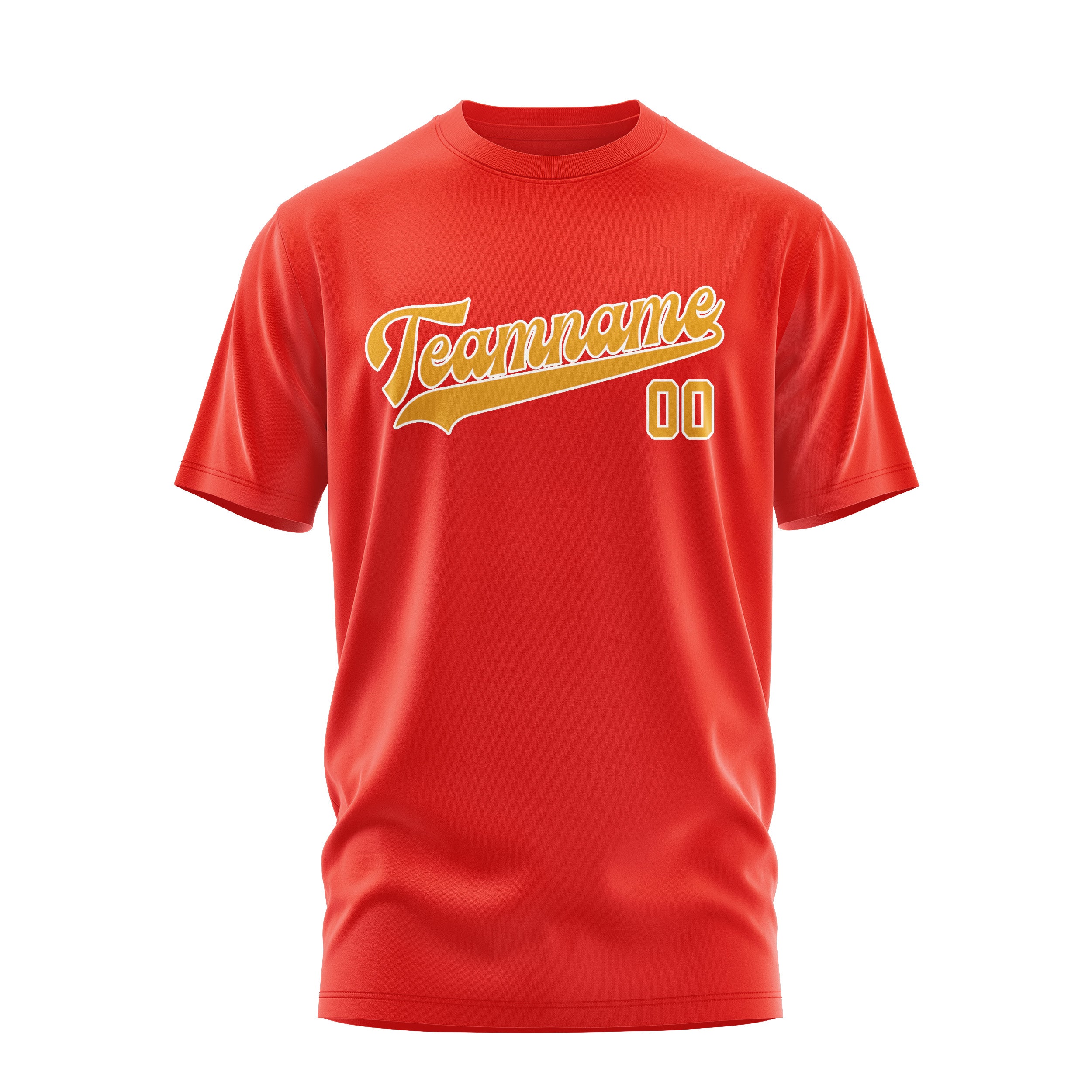 Maßgeschneidertes Orangerot Gelb T-Shirt