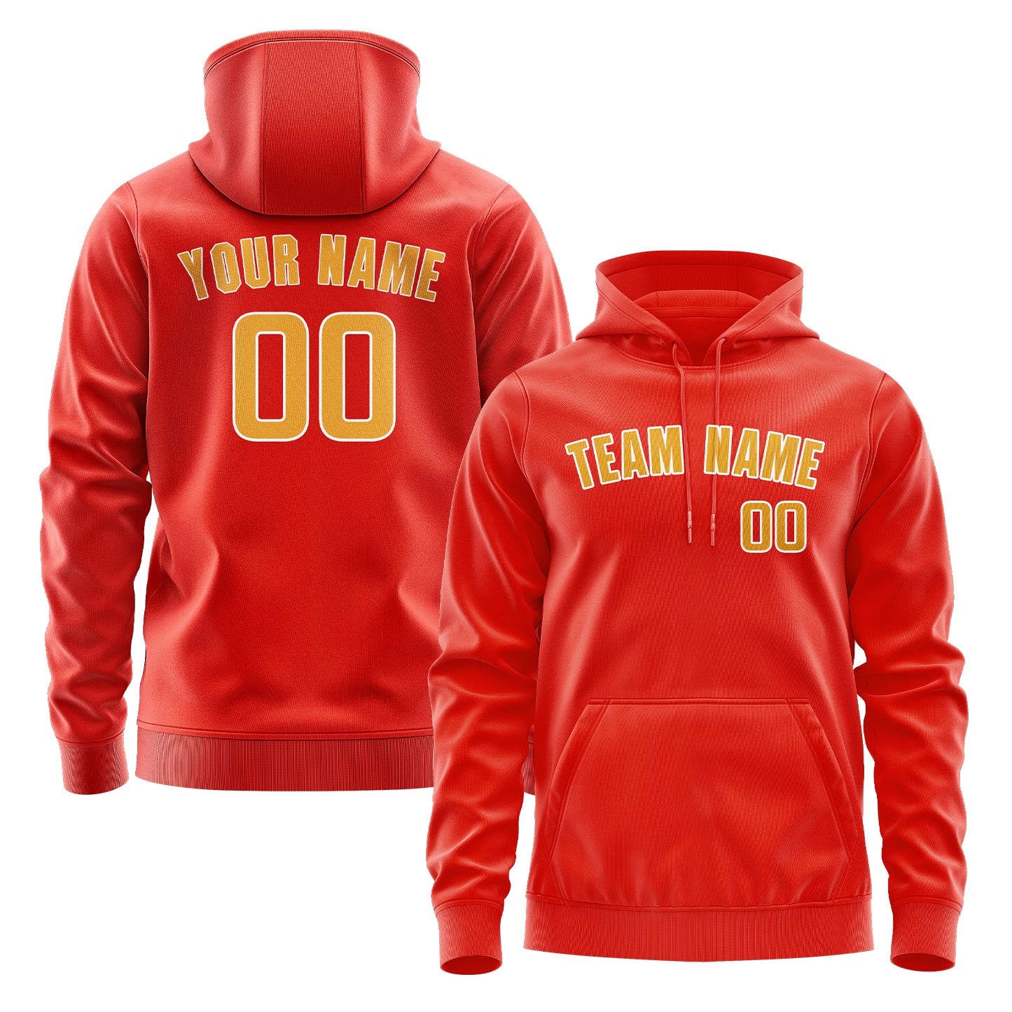Maßgeschneidertes Orangerot Gelb Hoodie