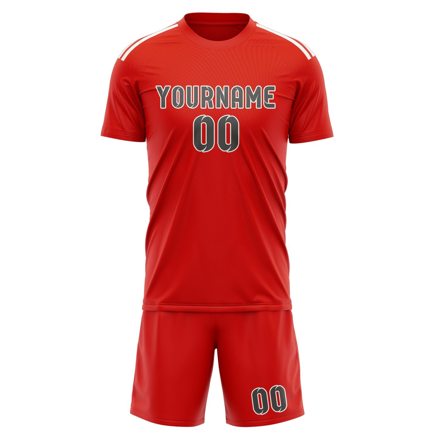 Maßgeschneidertes Professionelles Orangerot Dunkelgrau Fußballtrikot-Set