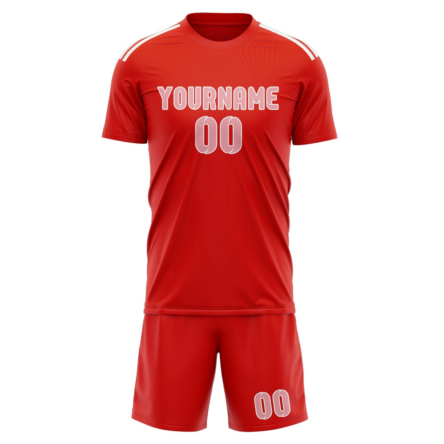 Maßgeschneidertes Professionelles Orangerot Rosa Fußballtrikot-Set