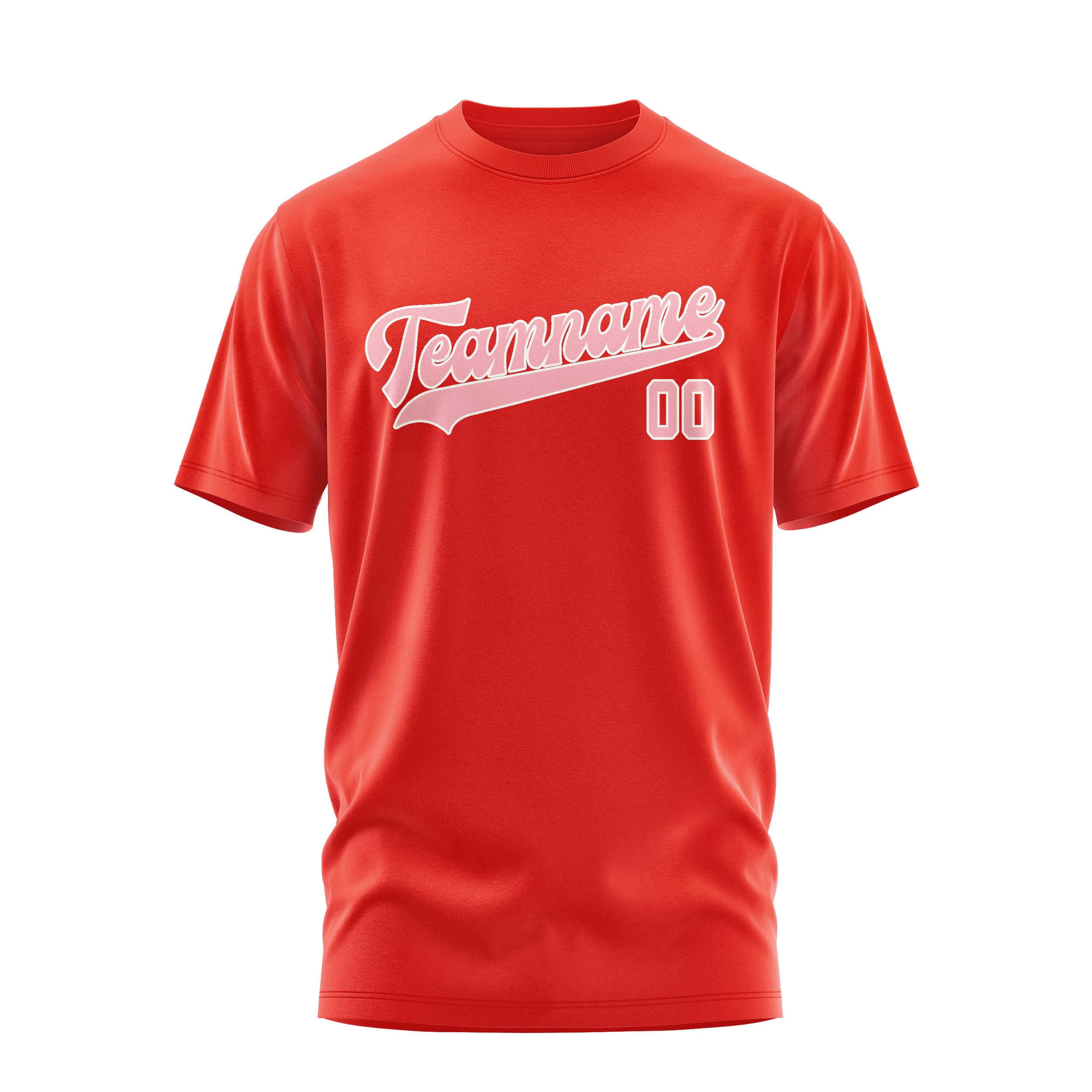 Maßgeschneidertes Orangerot Rosa T-Shirt