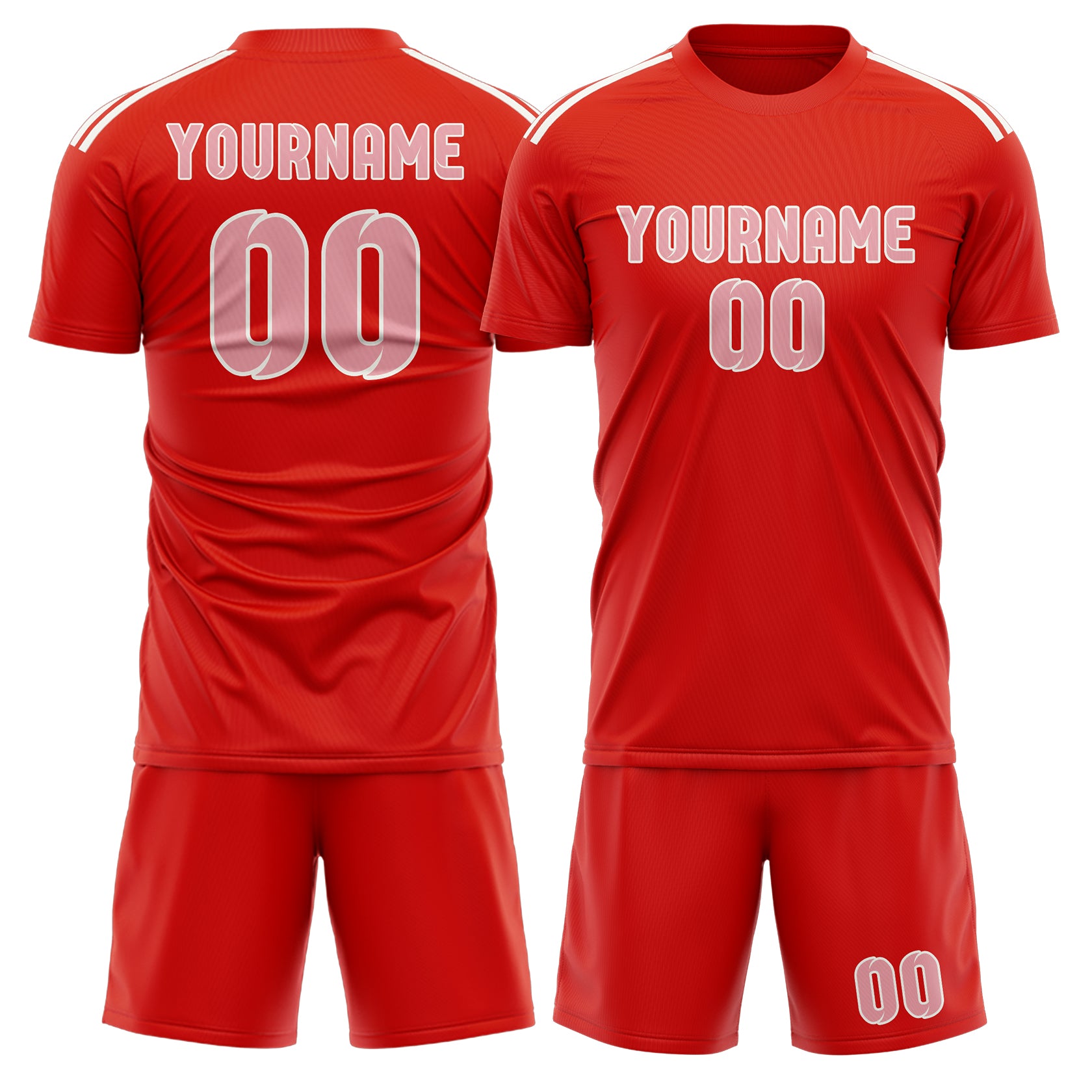 Maßgeschneidertes Professionelles Orangerot Rosa Fußballtrikot-Set