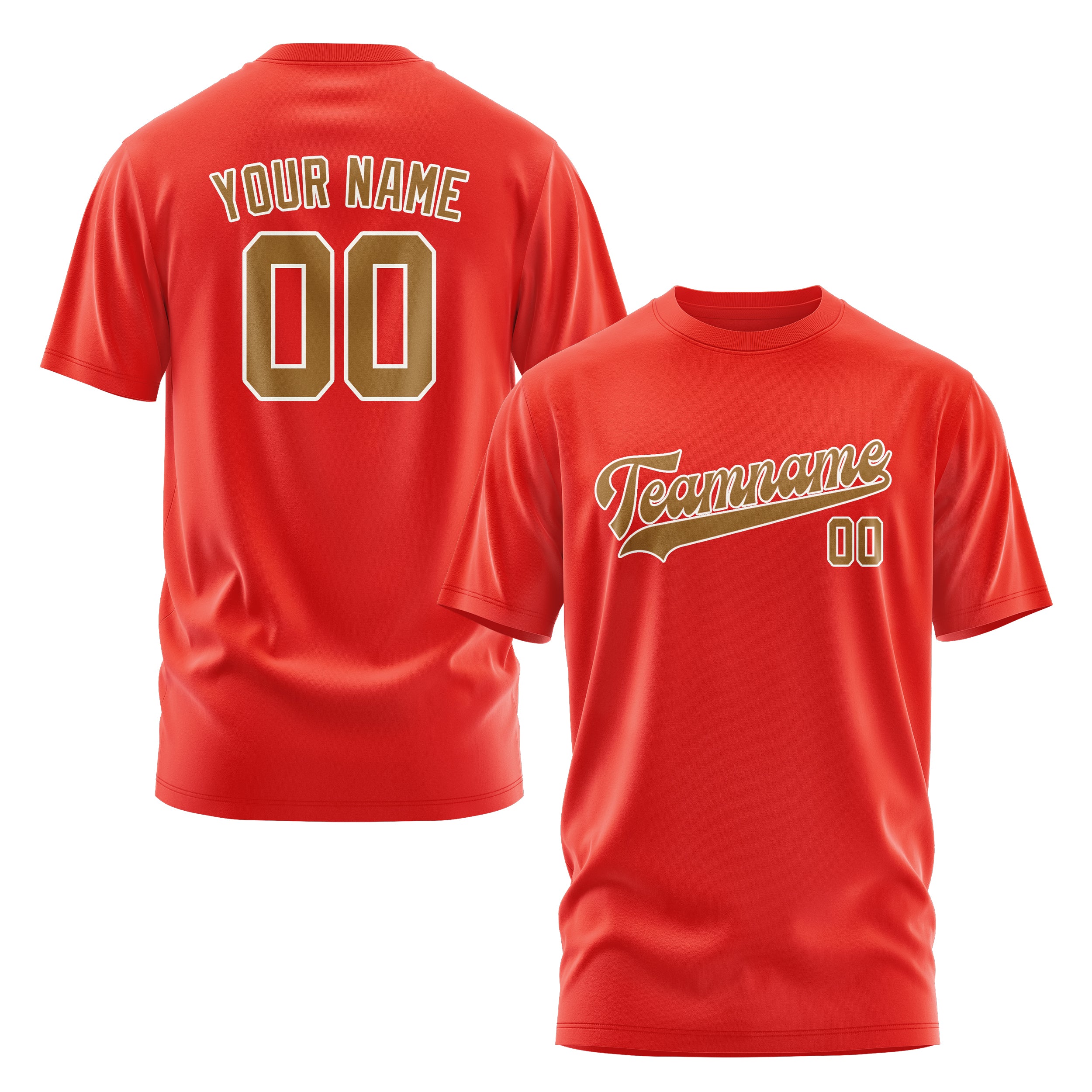 Maßgeschneidertes Orangerot Khaki T-Shirt
