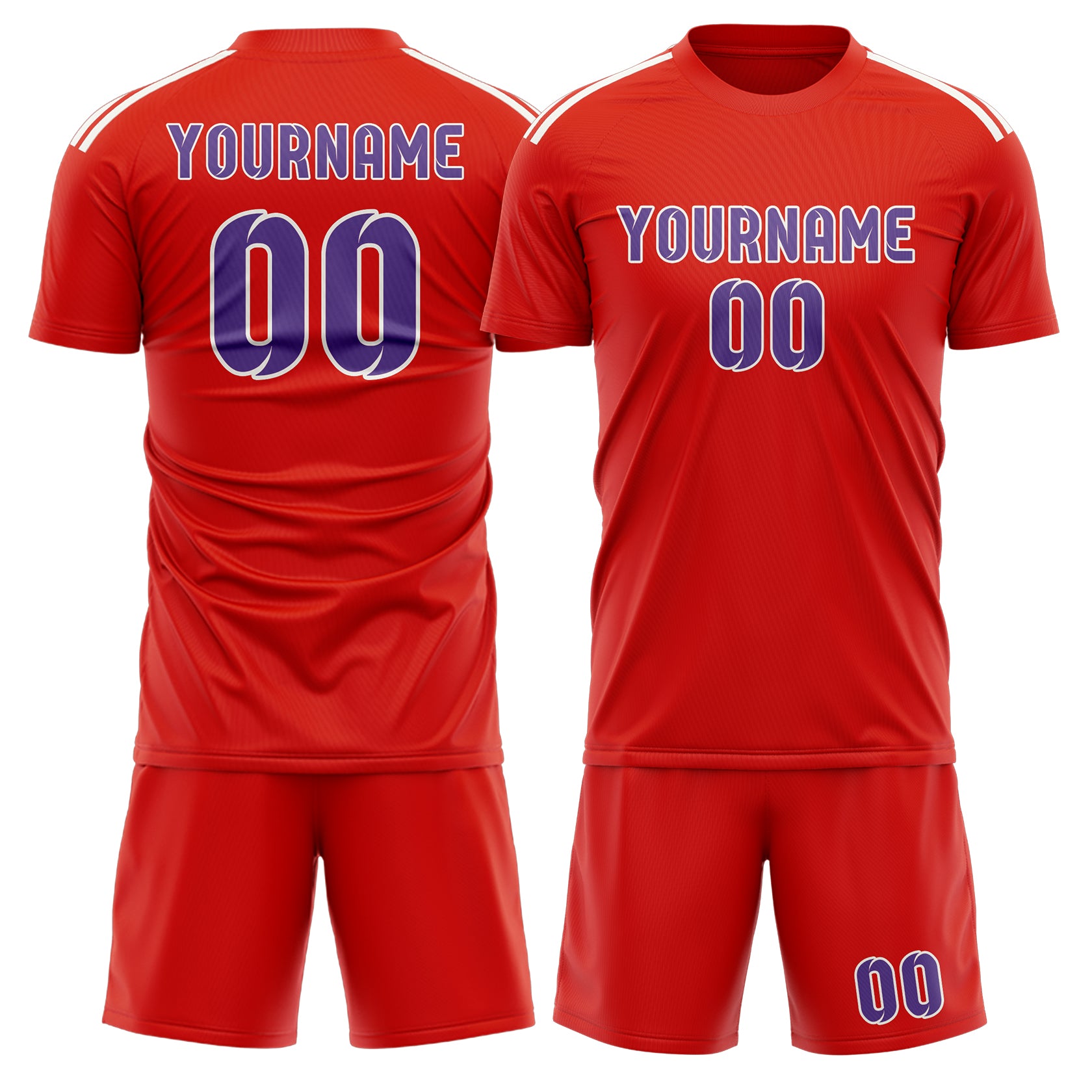 Maßgeschneidertes Professionelles Orangerot Lavendel Fußballtrikot-Set
