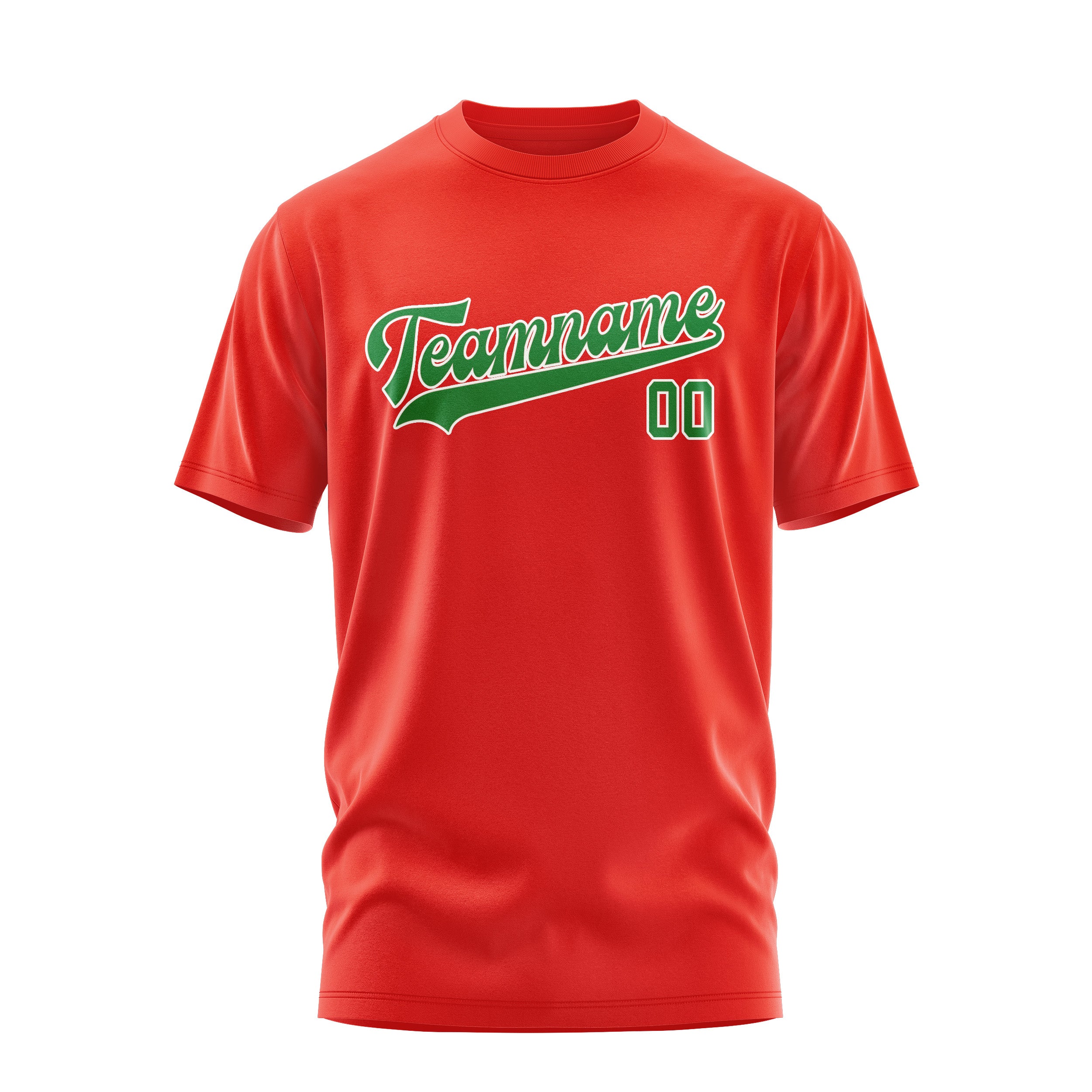 Maßgeschneidertes Orangerot Smaragdgrün T-Shirt