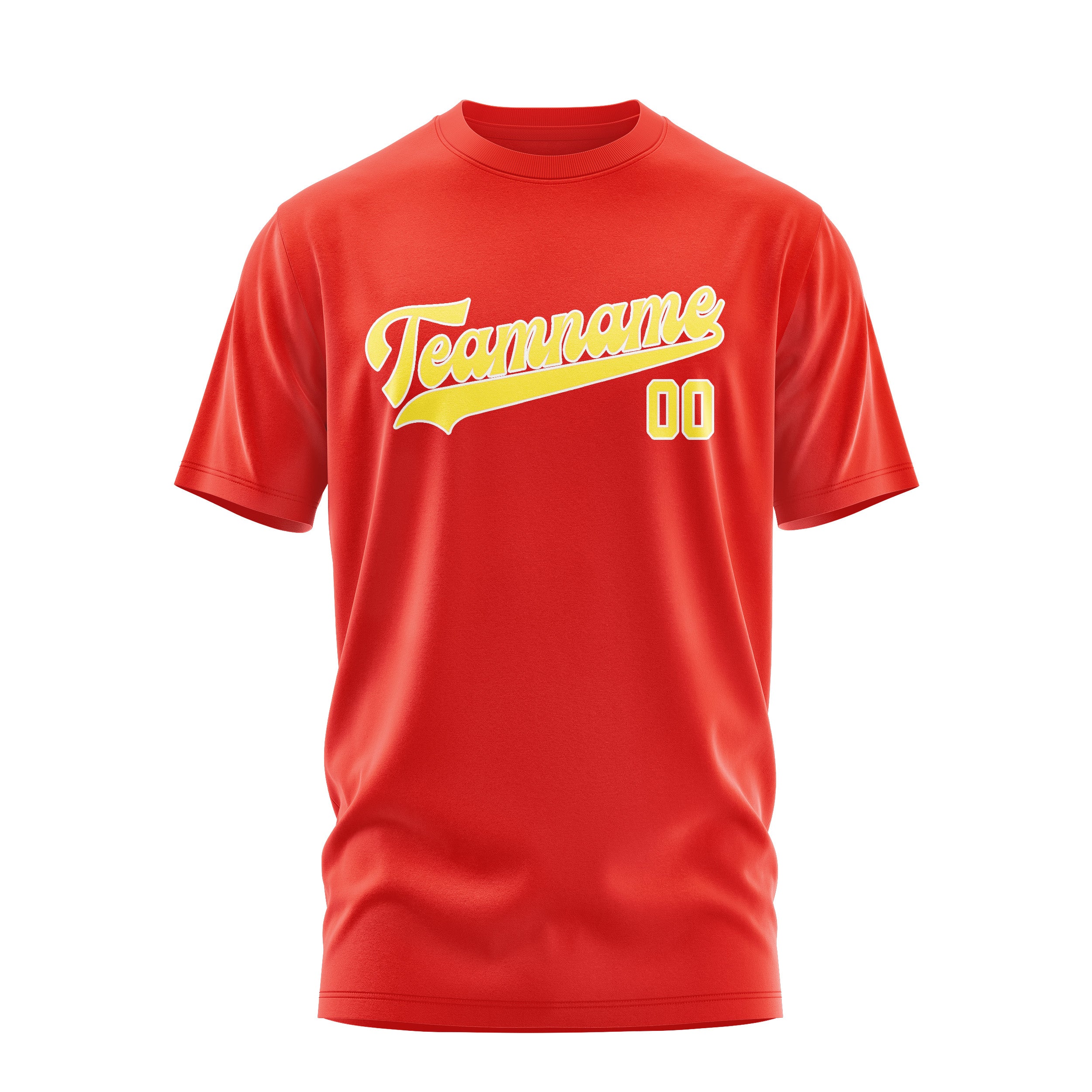 Maßgeschneidertes Orangerot Blassgelb T-Shirt