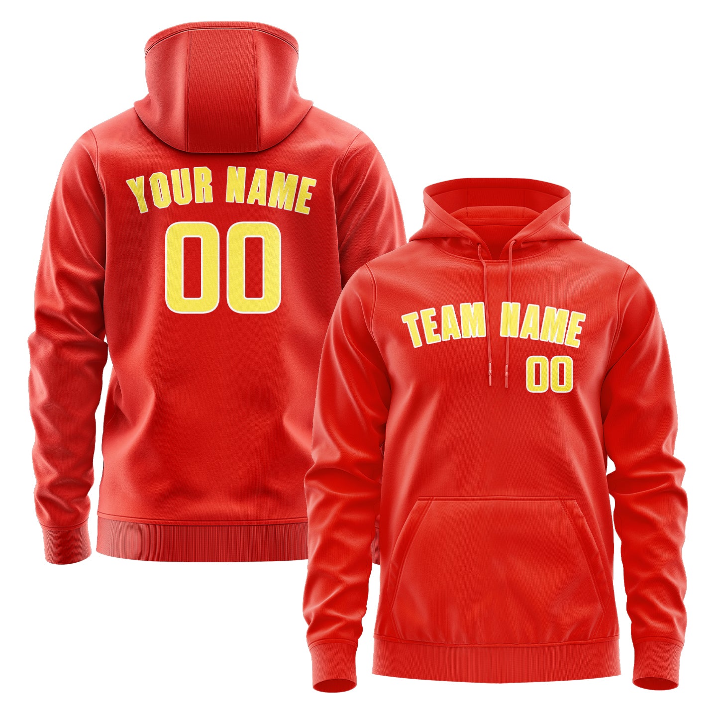 Maßgeschneidertes Orangerot Blassgelb Hoodie