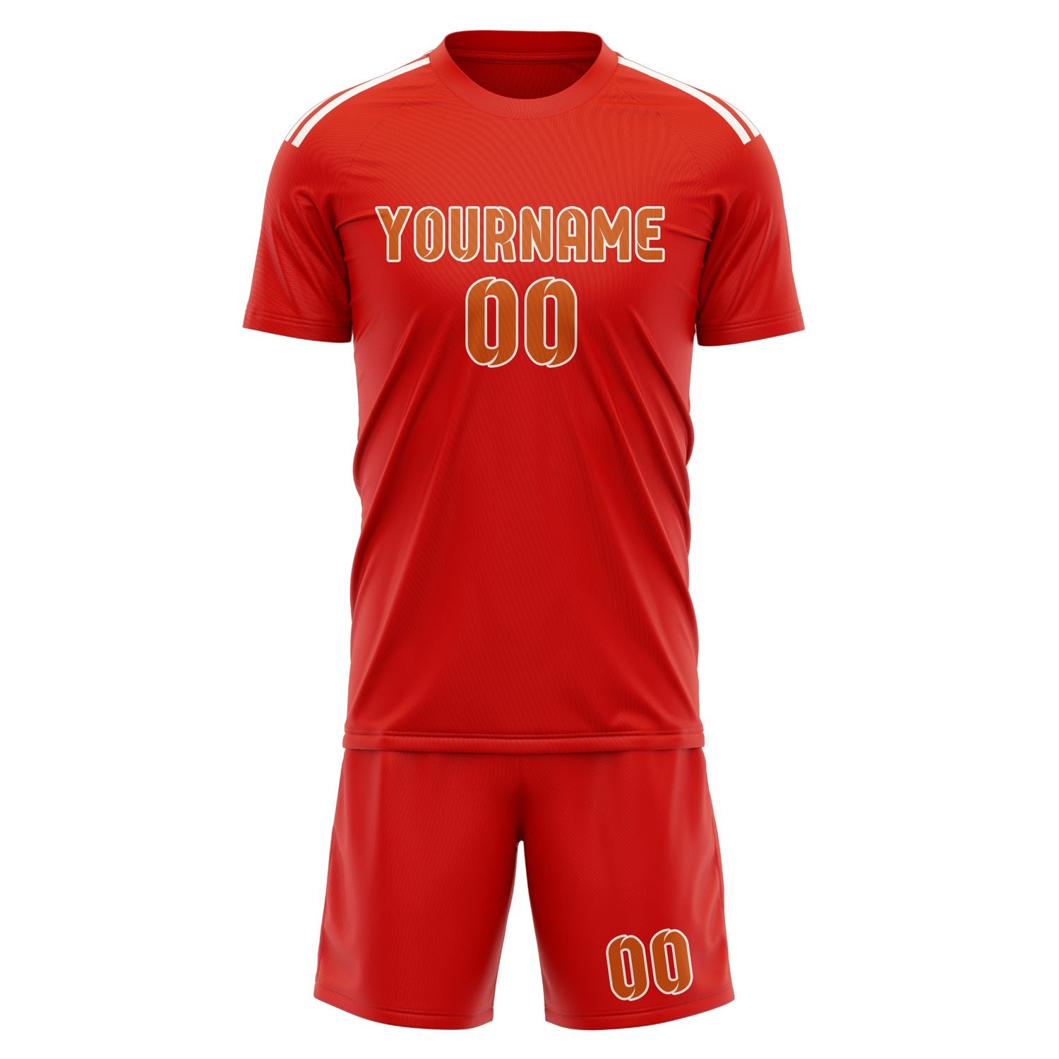 Maßgeschneidertes Professionelles Orangerot Orange Fußballtrikot-Set