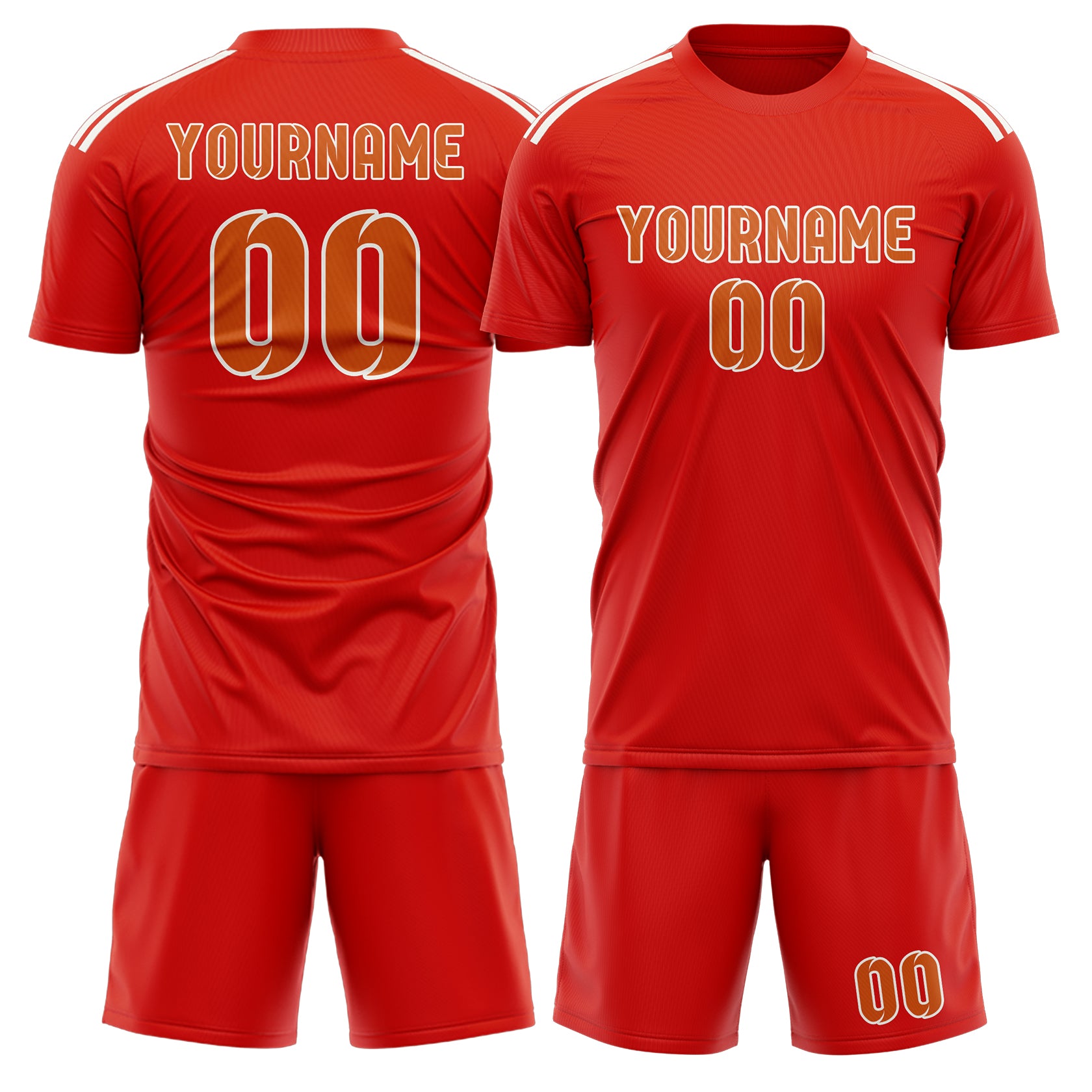 Maßgeschneidertes Professionelles Orangerot Orange Fußballtrikot-Set