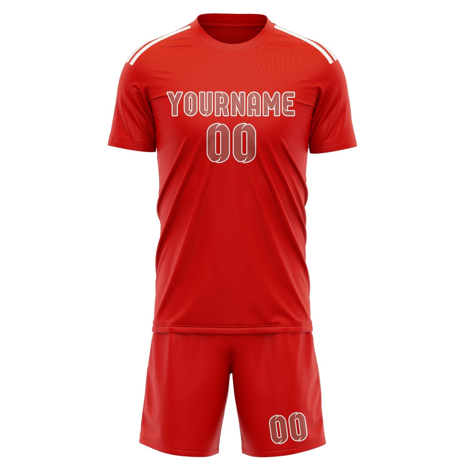 Maßgeschneidertes Professionelles Orangerot Kupferrose Fußballtrikot-Set