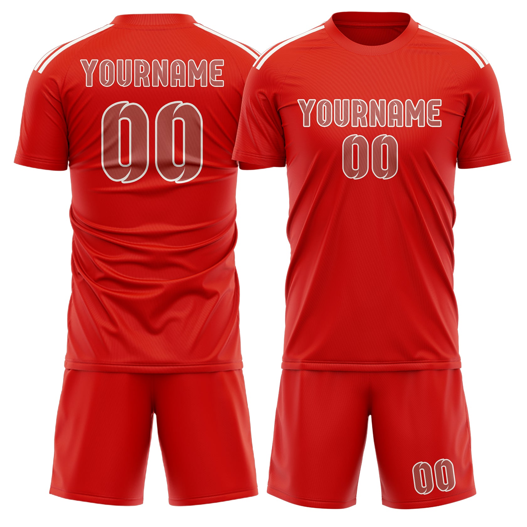 Maßgeschneidertes Professionelles Orangerot Kupferrose Fußballtrikot-Set