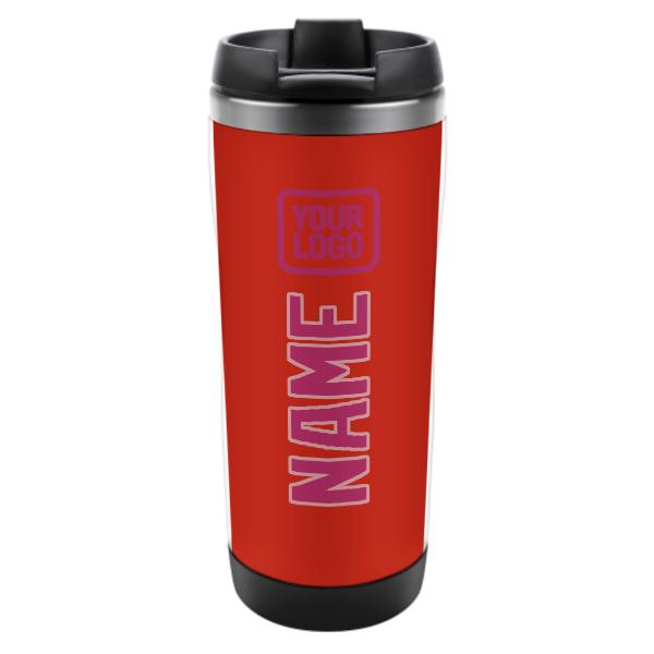 Tazza personalizzata in acciaio inossidabile arancione, rosso e rosa
