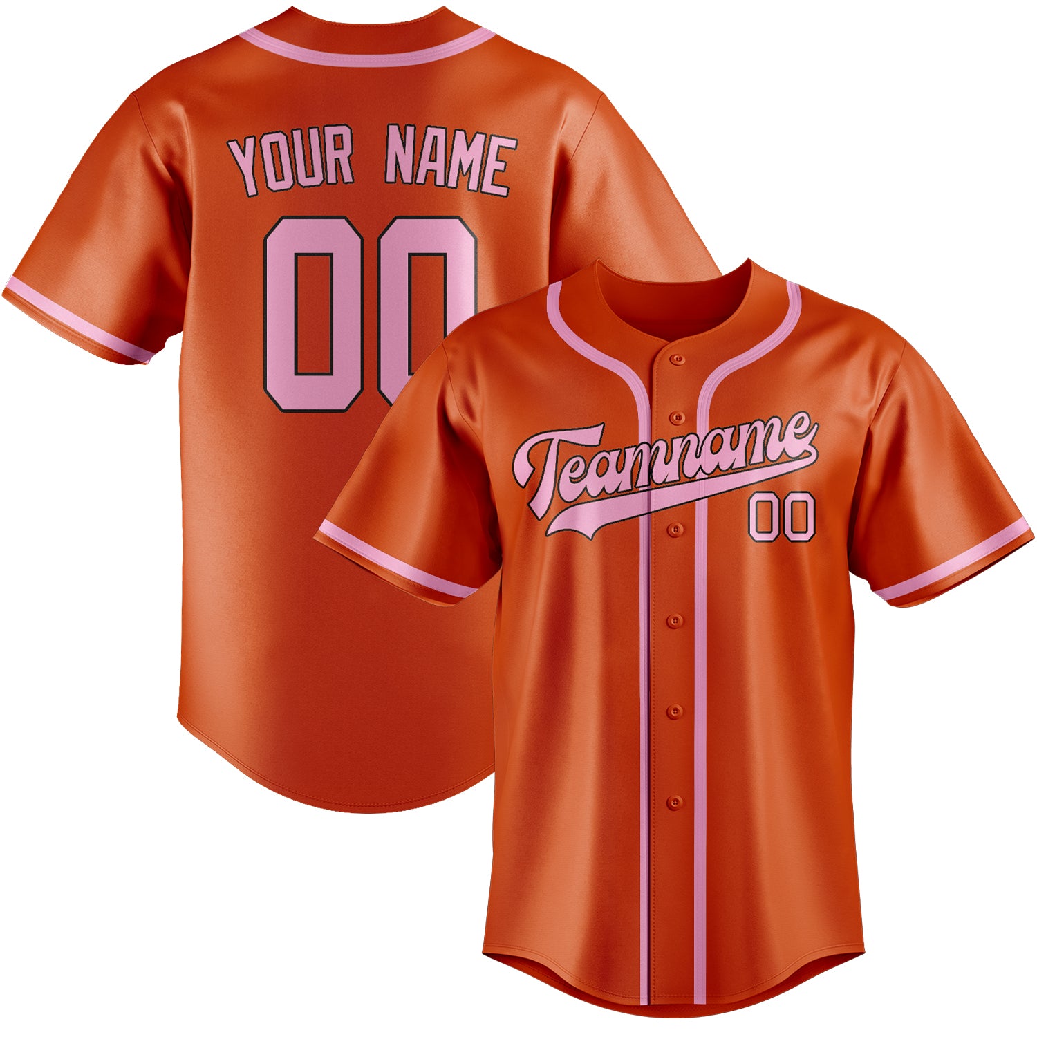 Benutzerdefiniertes Professionelles Orangerot Rosa Baseballtrikot