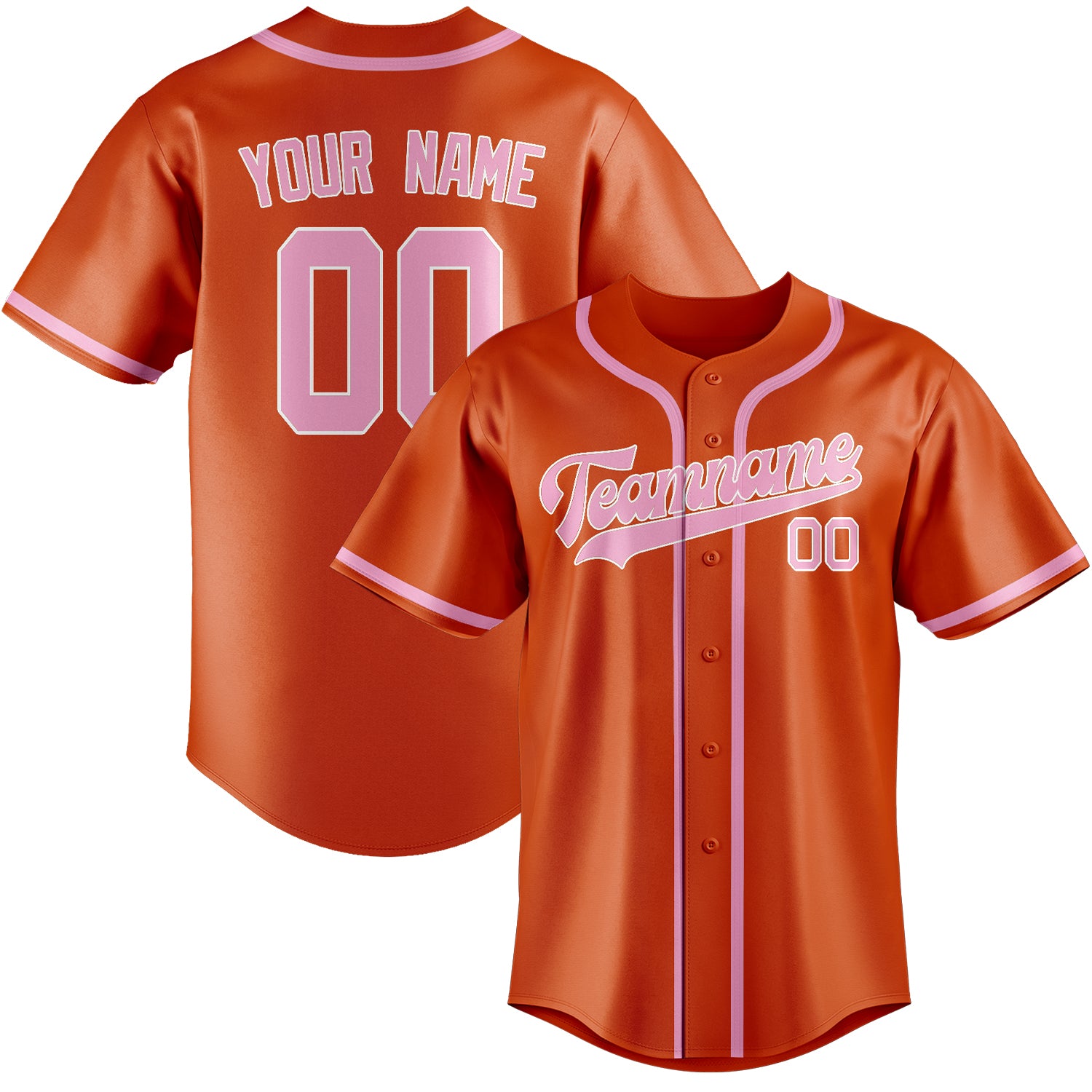 Benutzerdefiniertes Professionelles Orangerot Rosa Baseballtrikot