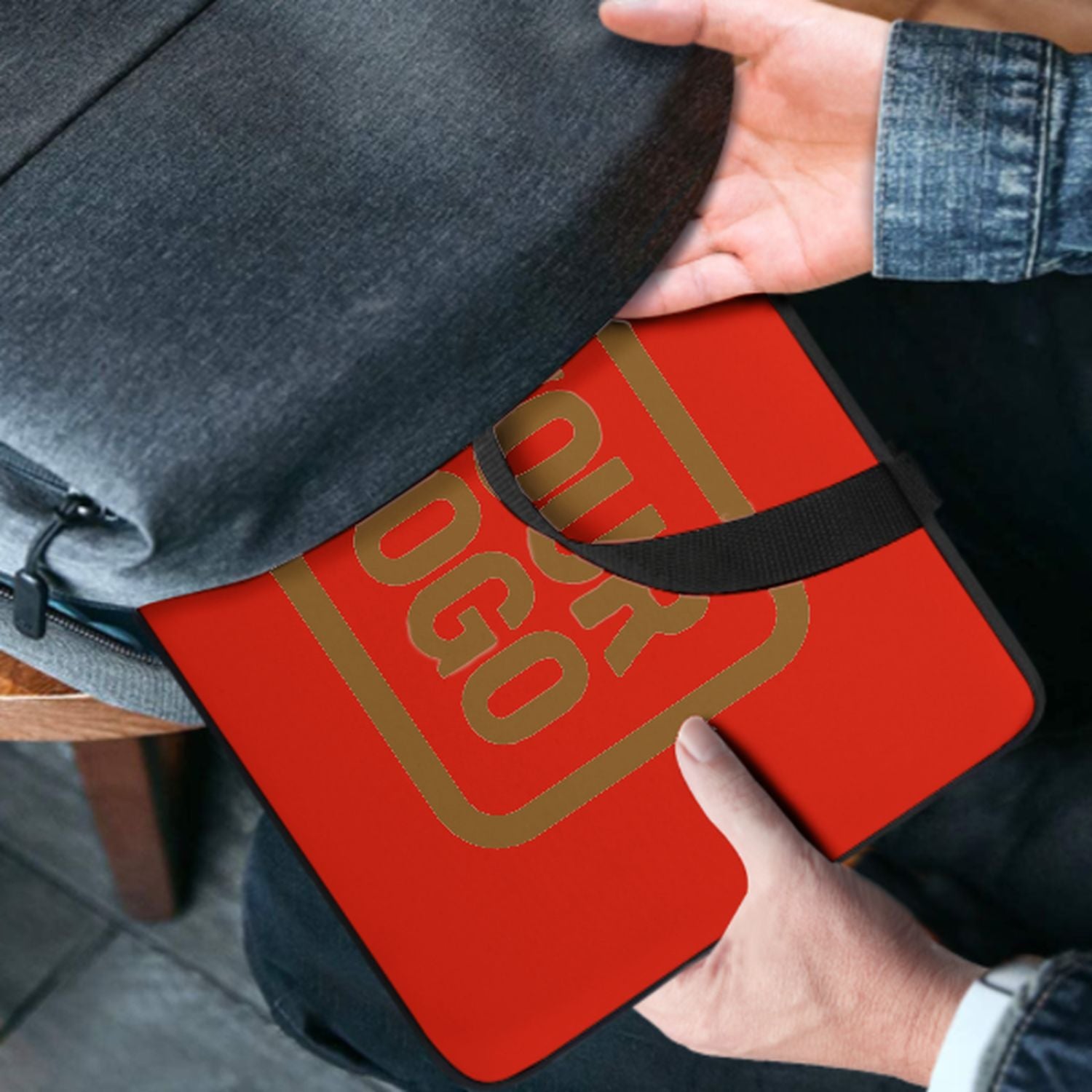 Borsa per laptop personalizzata arancione-rossa-cachi