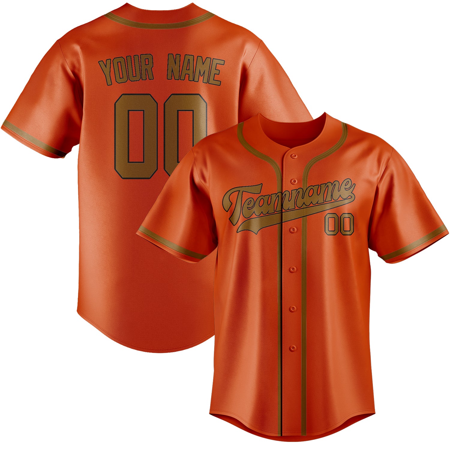 Benutzerdefiniertes Professionelles Orangerot Khaki Baseballtrikot