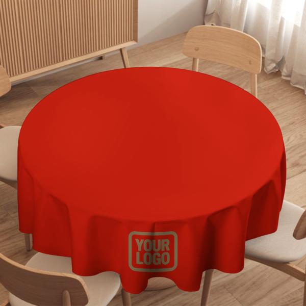 Maßgeschneidertes Orangerot Hellkhaki Runde Tischdecke