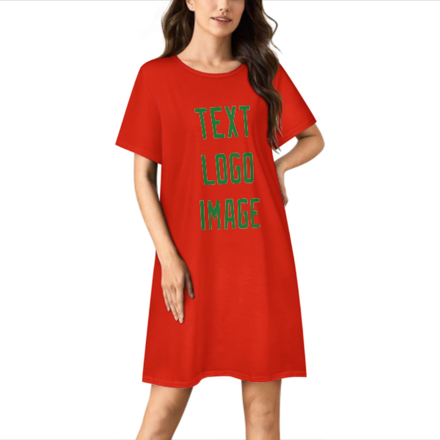 Camicia da notte verde smeraldo rosso-arancio su misura