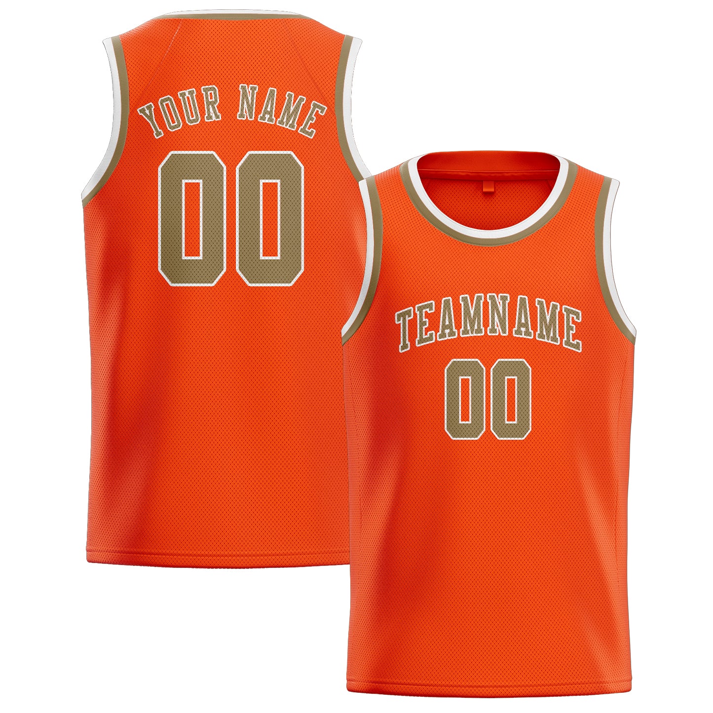 Benutzerdefiniertes Professionelles Orangerot Hellkhaki Basketballtrikot