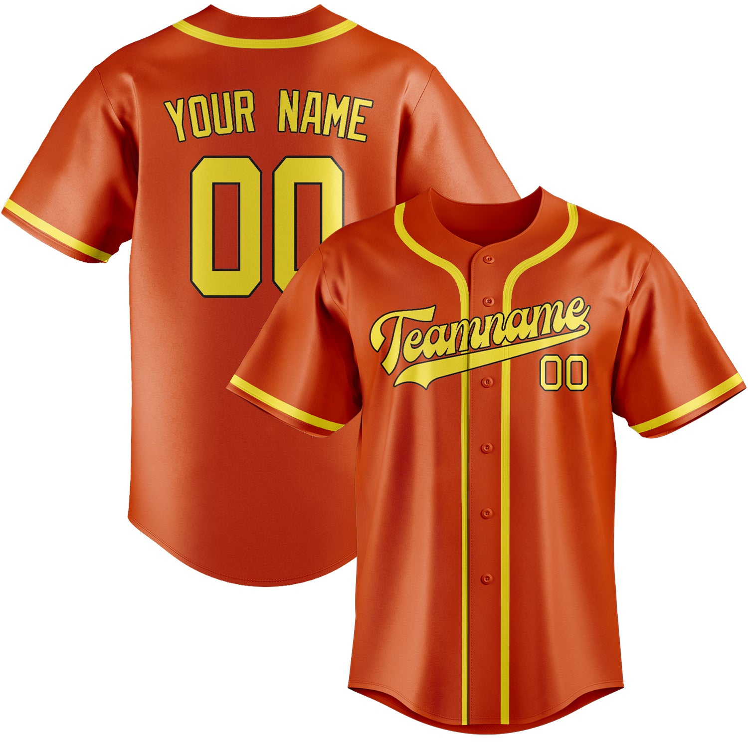 Benutzerdefiniertes Professionelles Orangerot Blassgelb Baseballtrikot
