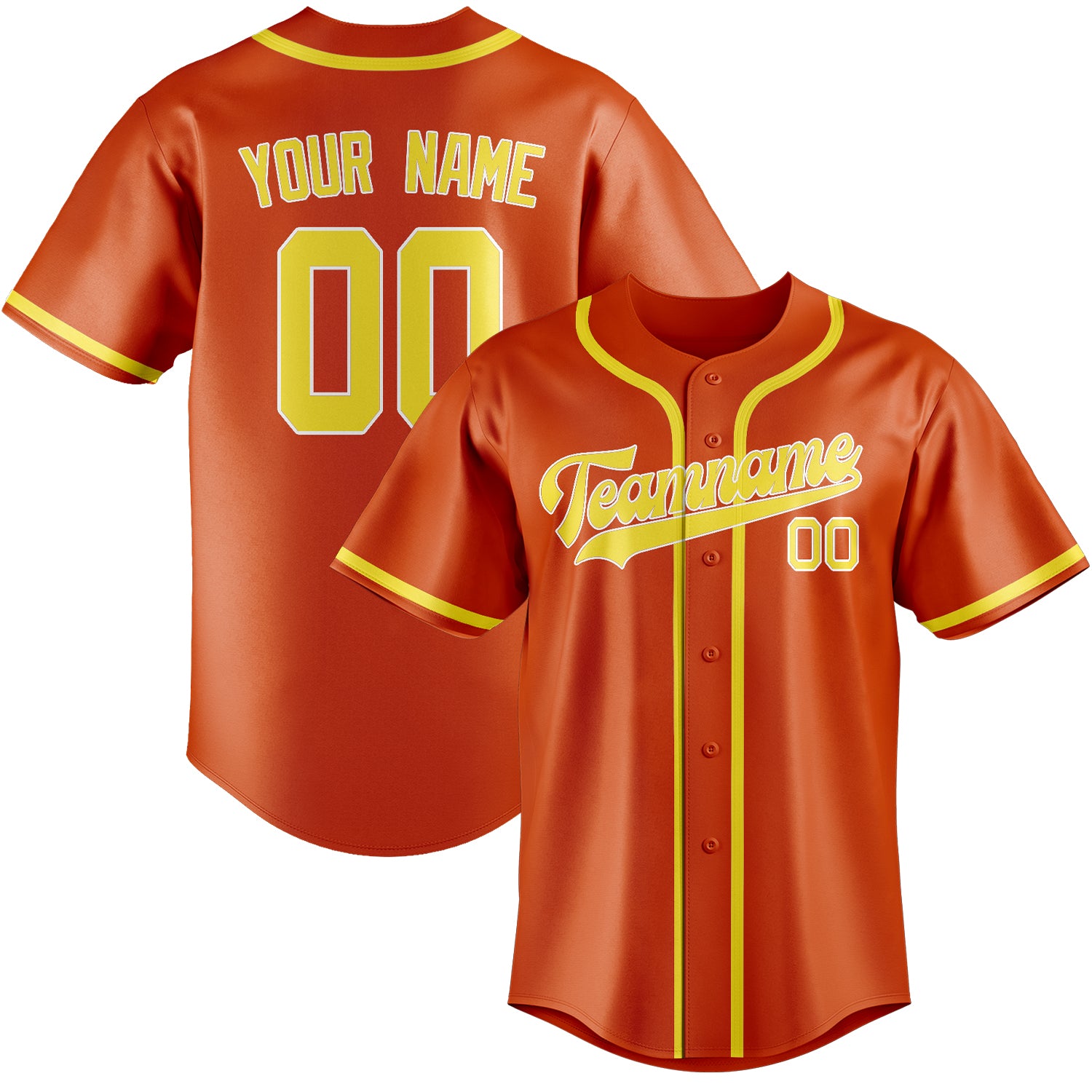 Benutzerdefiniertes Professionelles Orangerot Blassgelb Baseballtrikot
