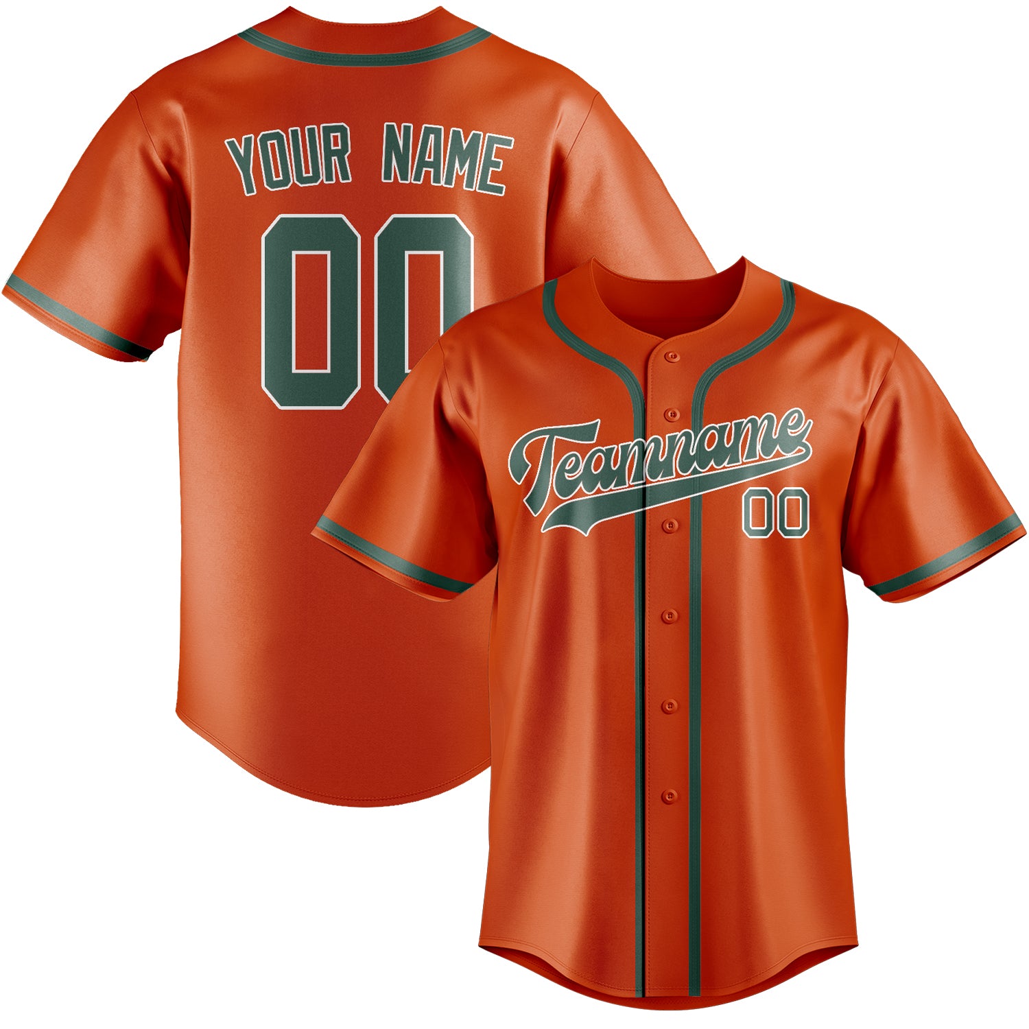 Benutzerdefiniertes Professionelles Orangerot Blaugrün Baseballtrikot