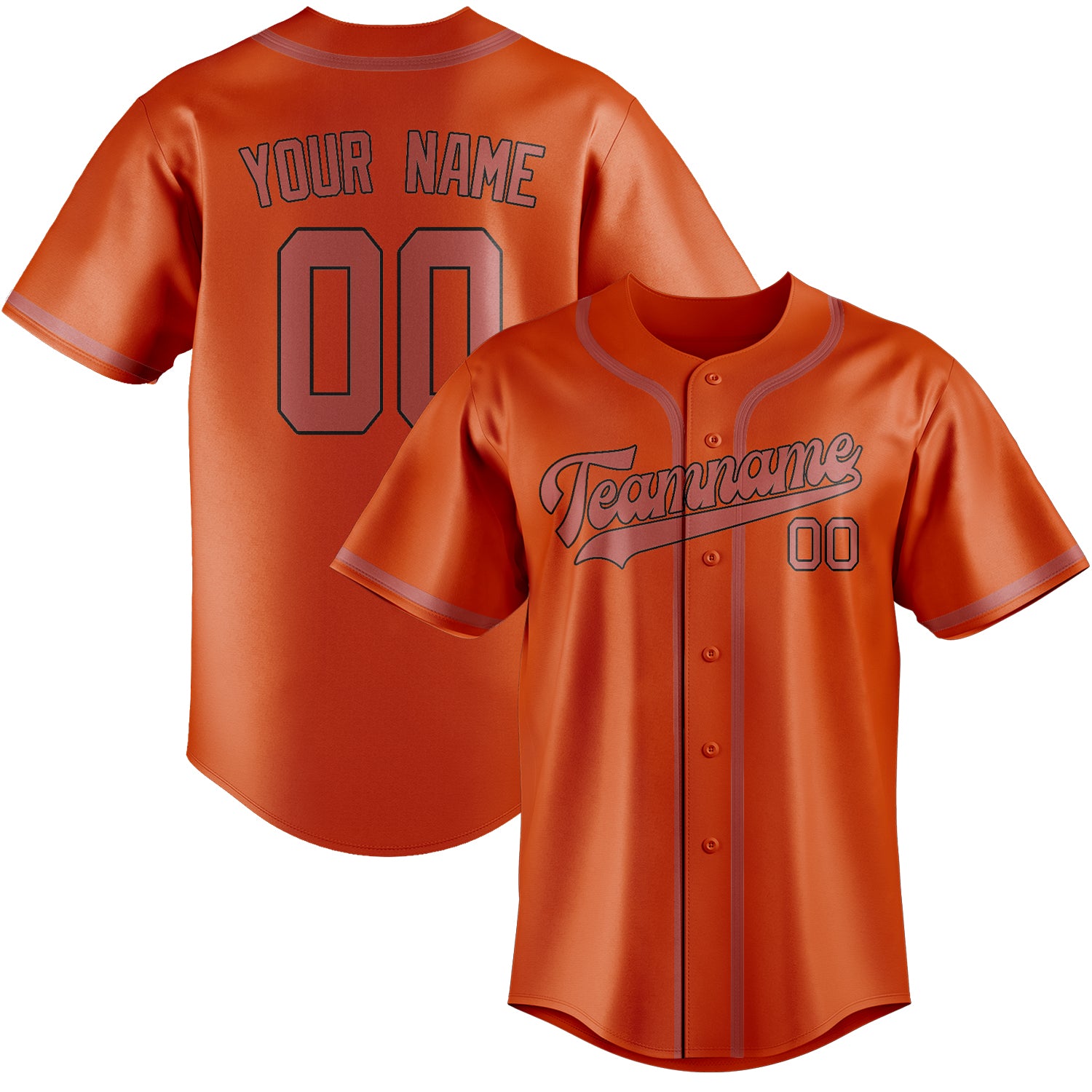 Benutzerdefiniertes Professionelles Orangerot Kupferrose Baseballtrikot