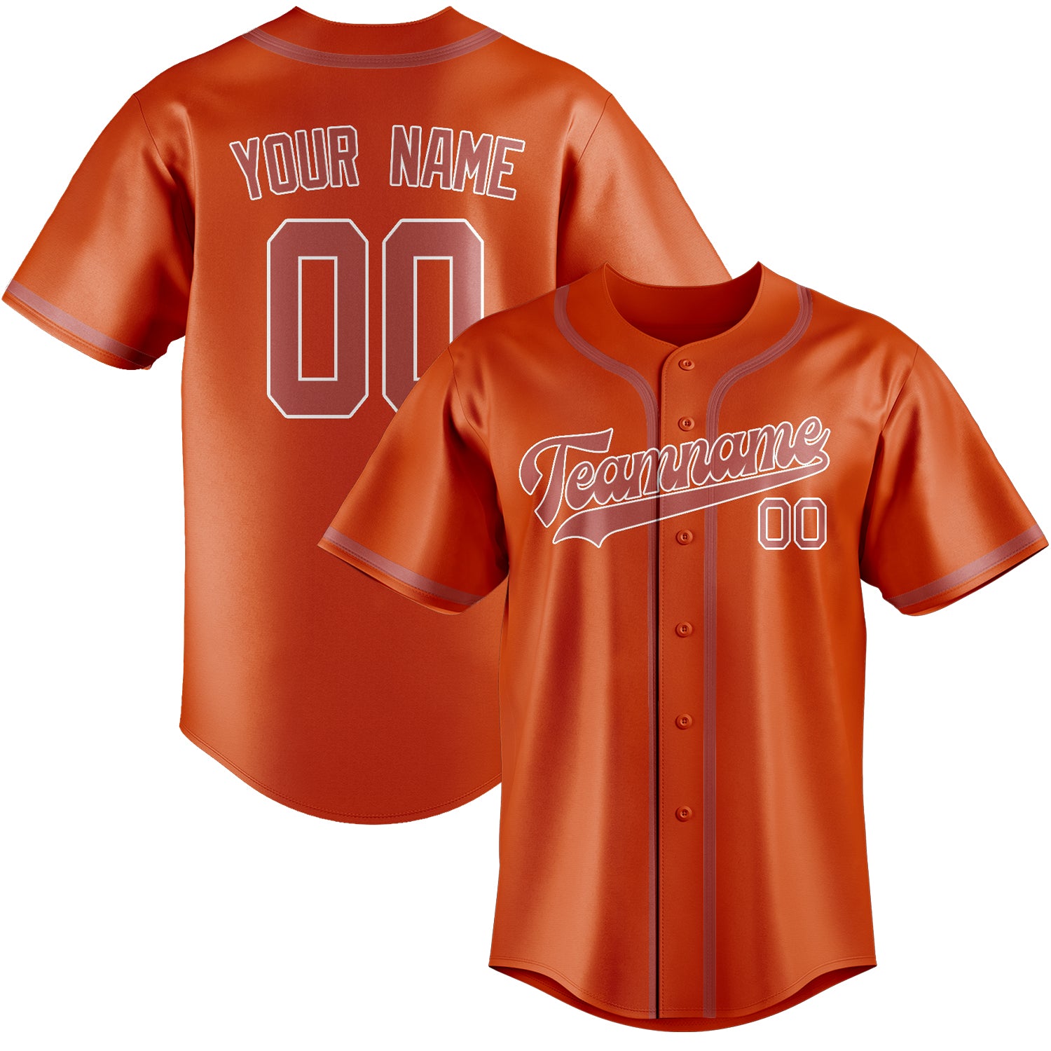Benutzerdefiniertes Professionelles Orangerot Kupferrose Baseballtrikot