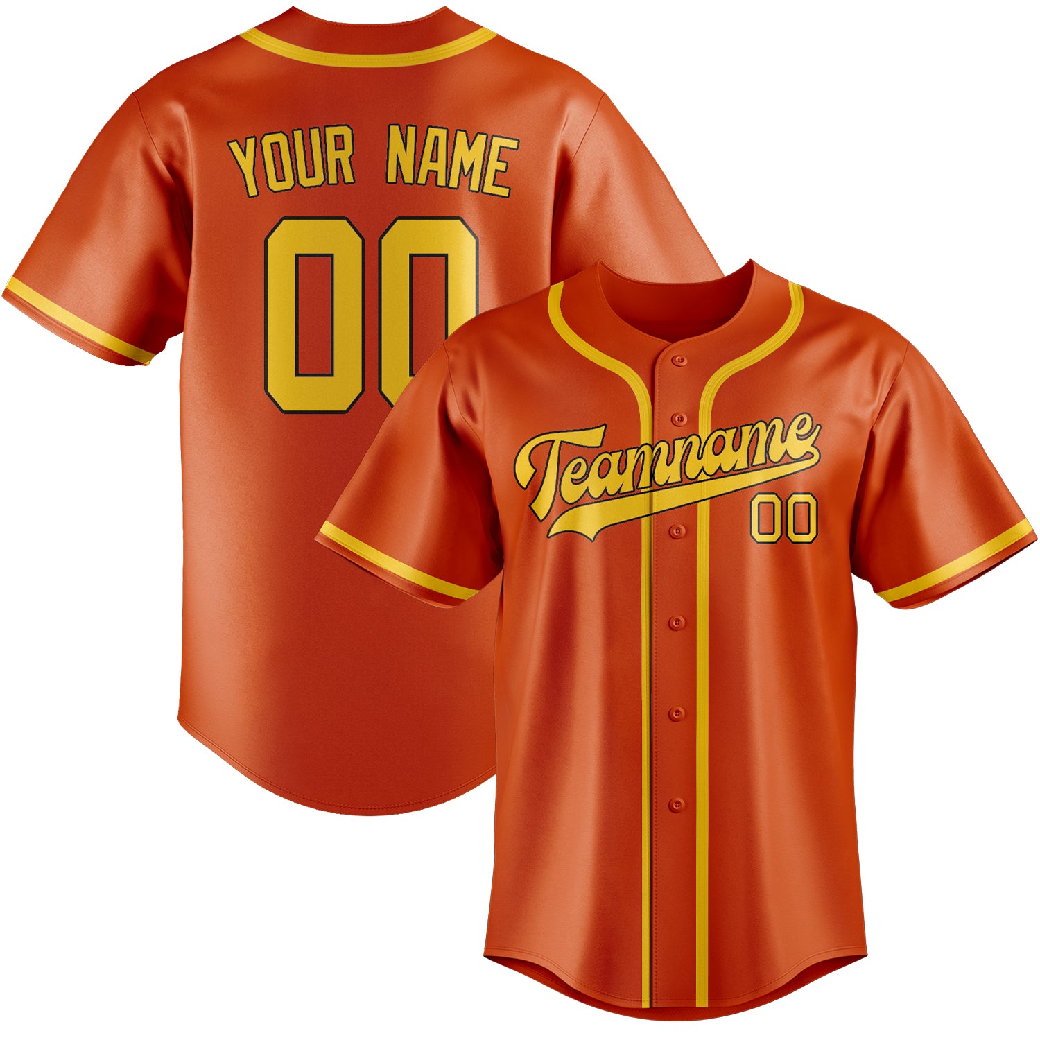 Benutzerdefiniertes Professionelles Orangerot Gold Baseballtrikot