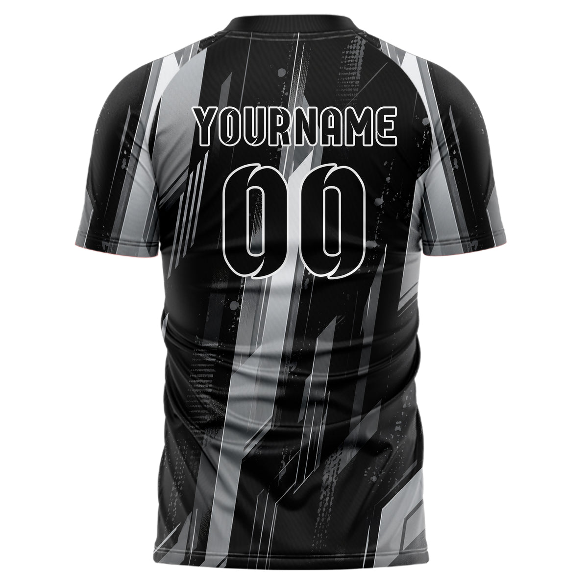 Schwarz klassisches abstrakte Linien diagonale Streamlines Design 12-0051 individuelles Fußballtrikot back