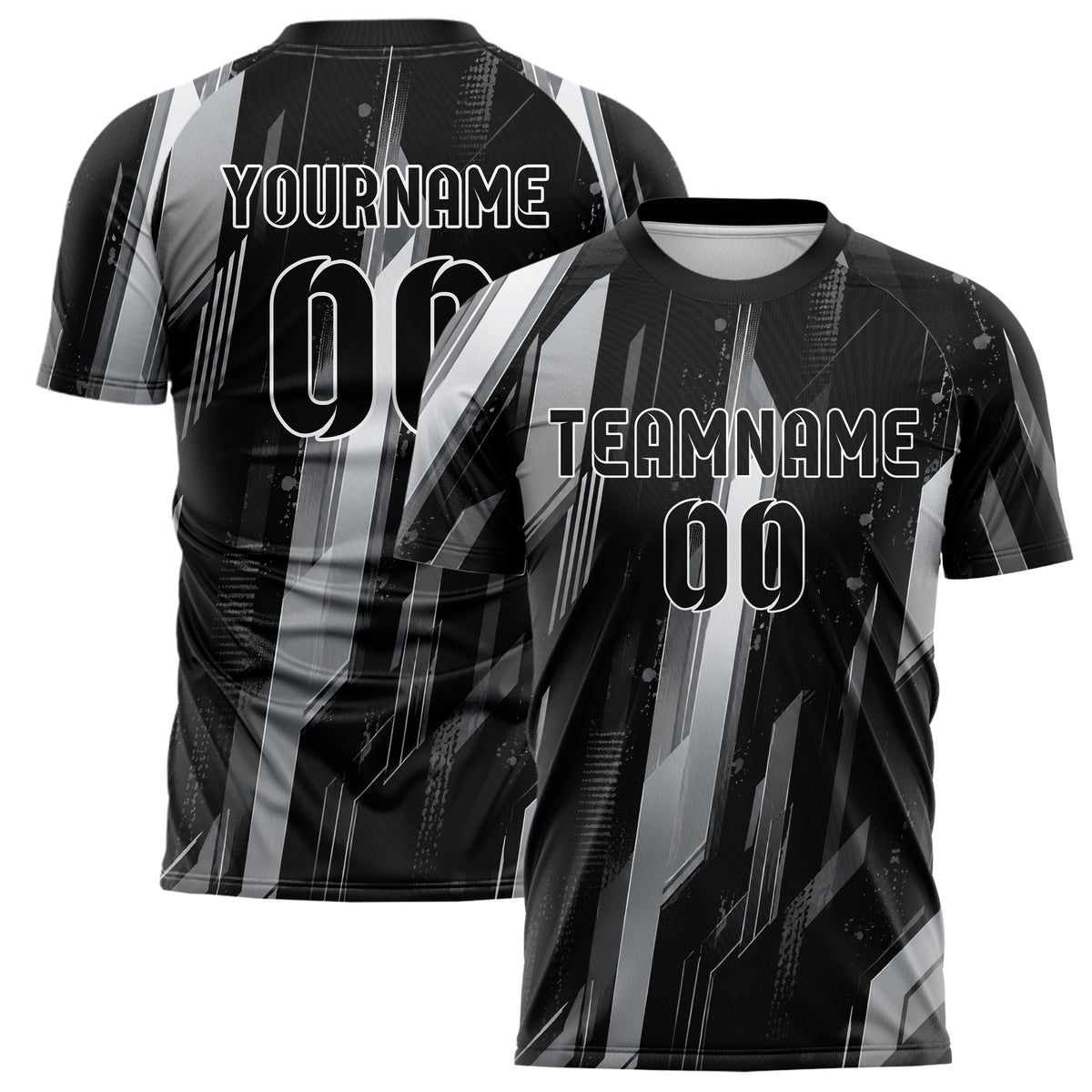 Schwarz klassisches abstrakte Linien diagonale Streamlines Design 12-0051 individuelles Fußballtrikot main