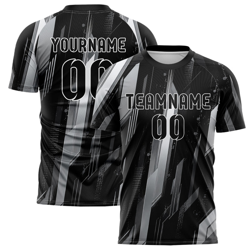 Schwarz klassisches abstrakte Linien diagonale Streamlines Design 12-0051 individuelles Fußballtrikot main