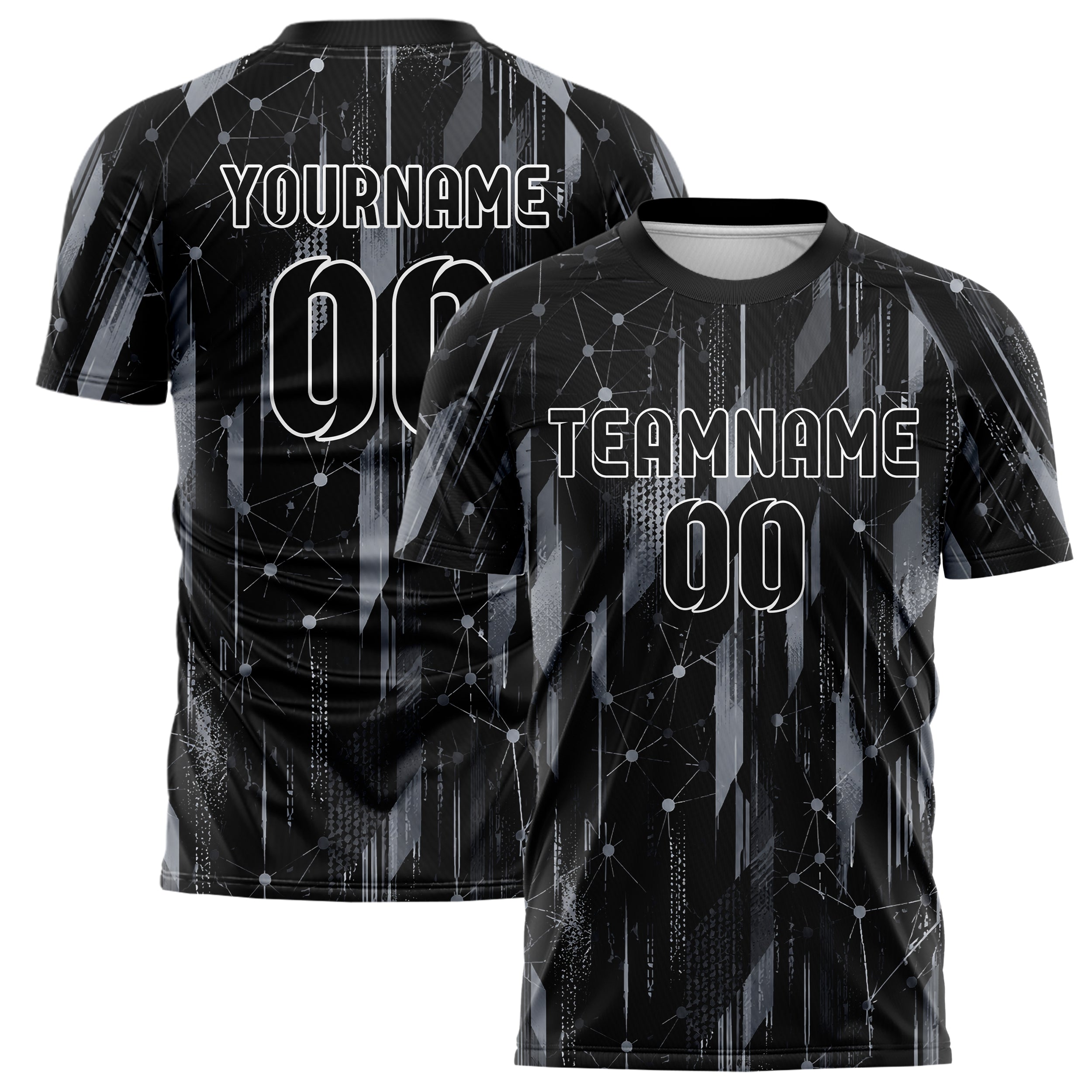 Schwarz klassisches abstrakte Linien Network Web Design 12-0519 individuelles Fußballtrikot main