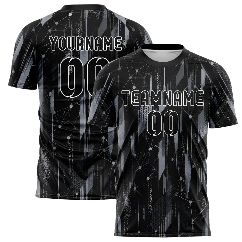 Schwarz klassisches abstrakte Linien Network Web Design 12-0519 individuelles Fußballtrikot main