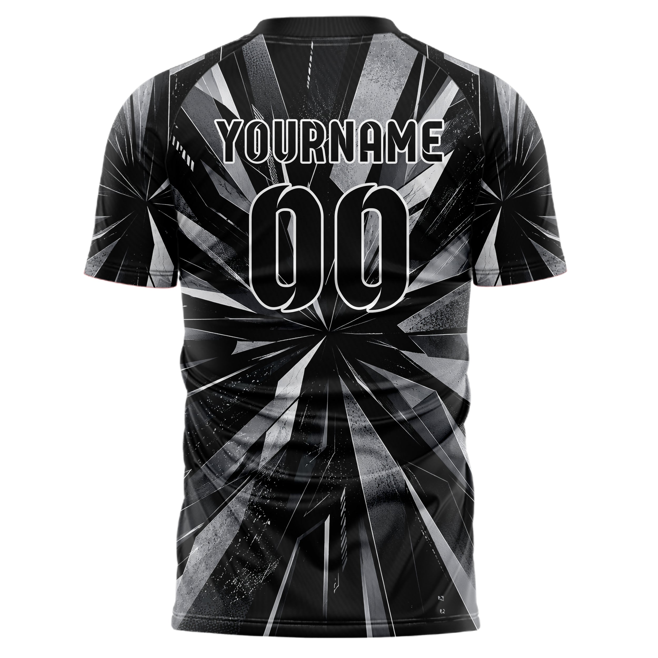 Schwarz klassisches abstrakte Linien Polygon Shards Design 12-0354 individuelles Fußballtrikot back