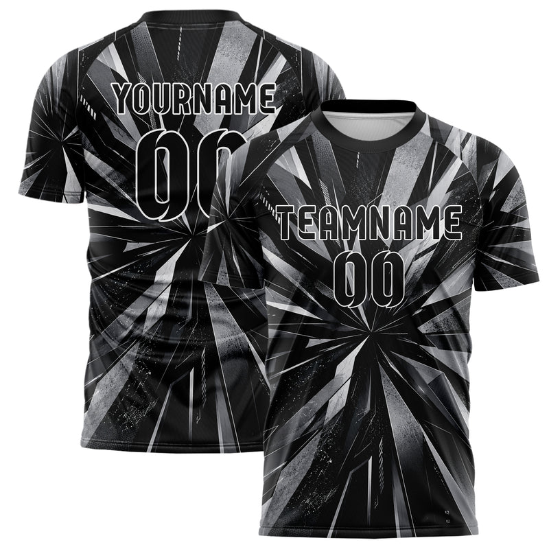 Schwarz klassisches abstrakte Linien Polygon Shards Design 12-0354 individuelles Fußballtrikot main