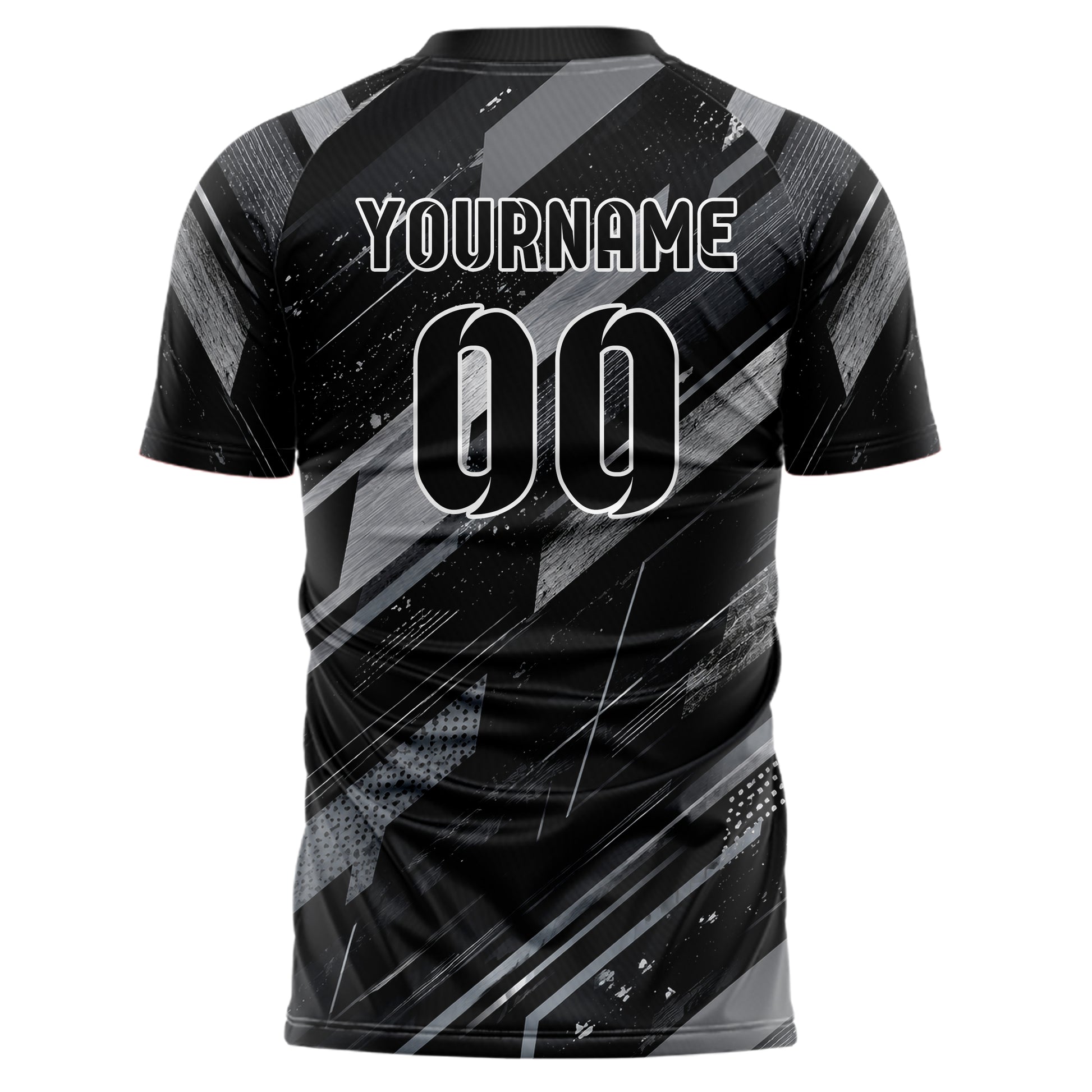 Schwarz klassisches abstrakte Linien Speckles Line Accents Design 12-0288 individuelles Fußballtrikot back