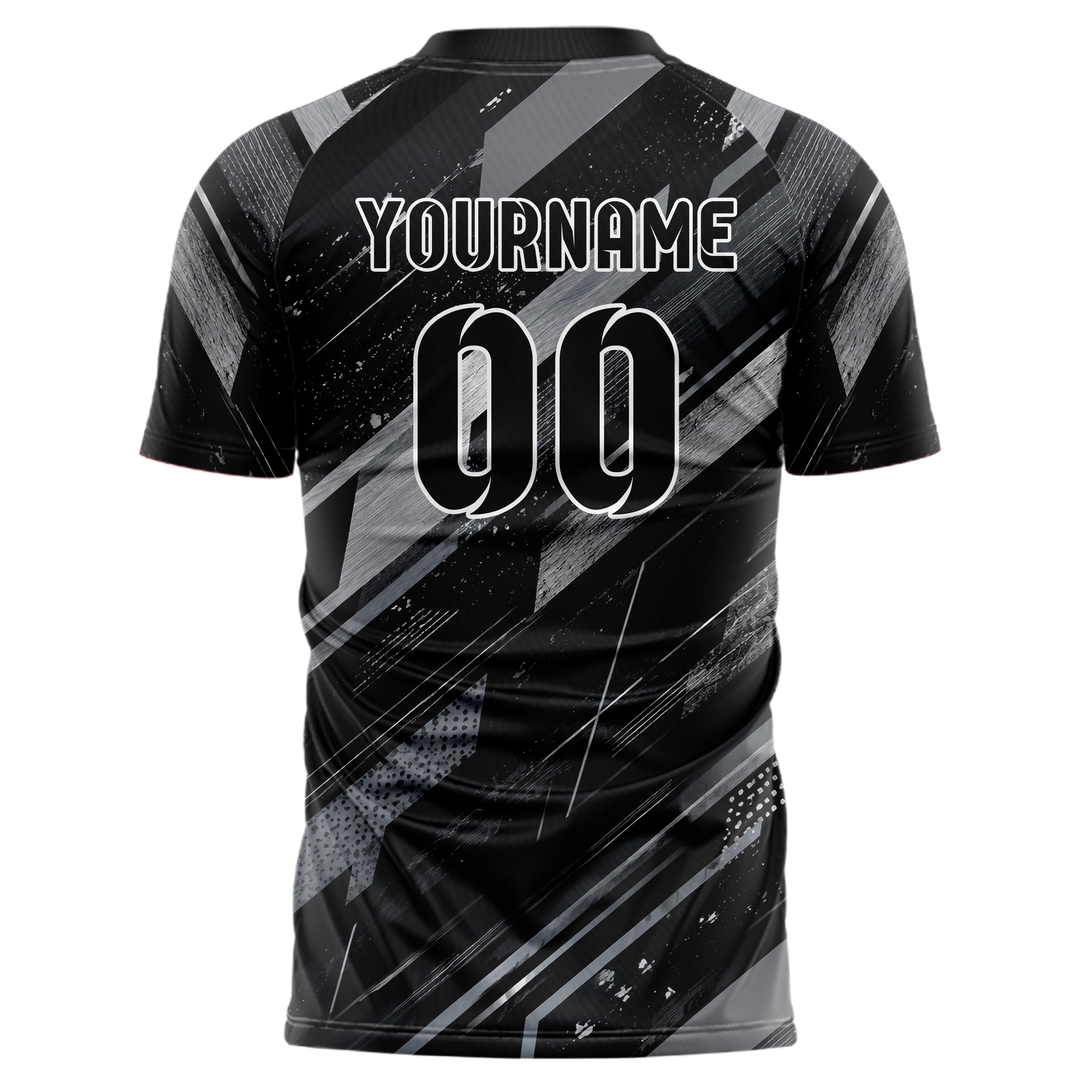 Schwarz klassisches abstrakte Linien Speckles Line Accents Design 12-0288 individuelles Fußballtrikot back