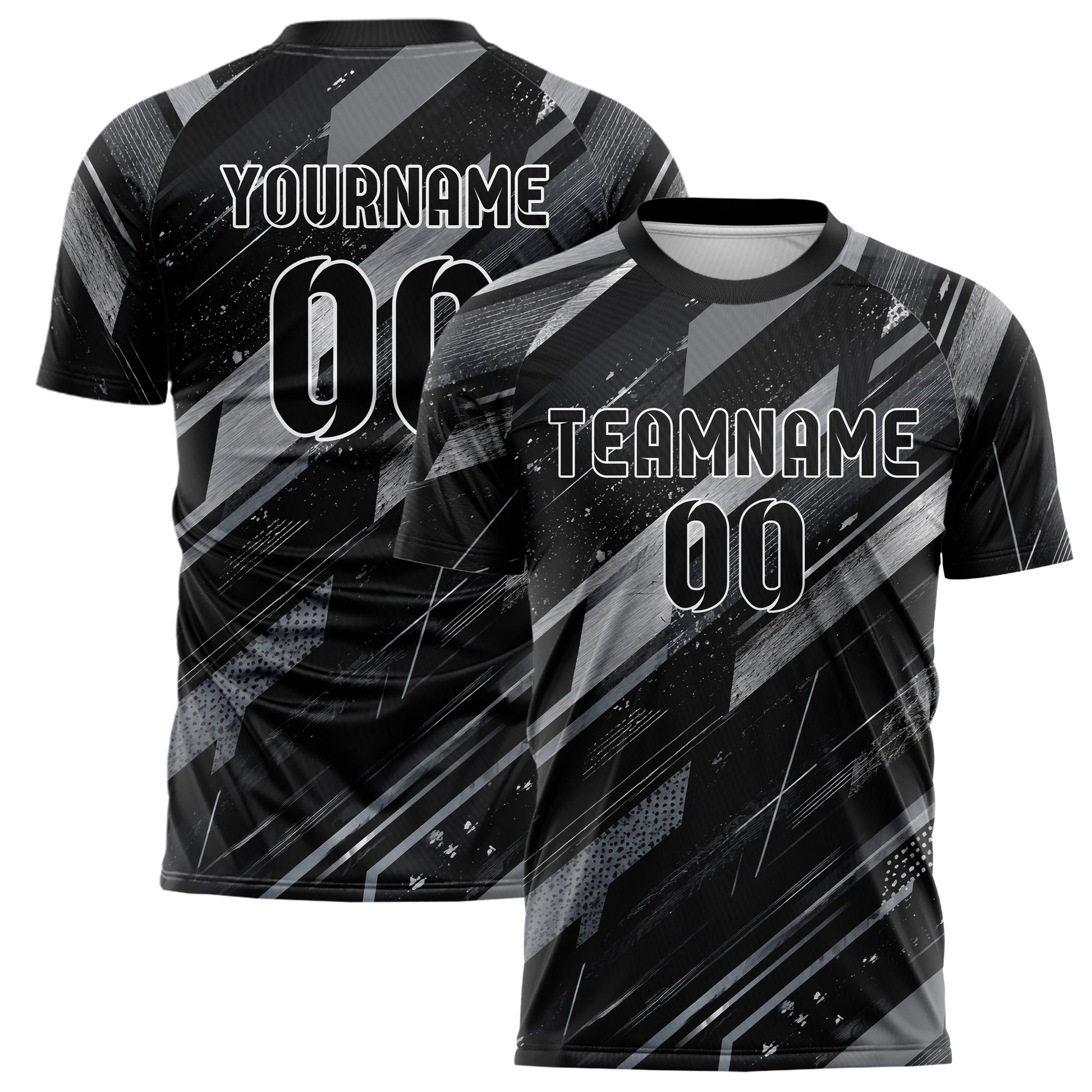 Schwarz klassisches abstrakte Linien Speckles Line Accents Design 12-0288 individuelles Fußballtrikot main