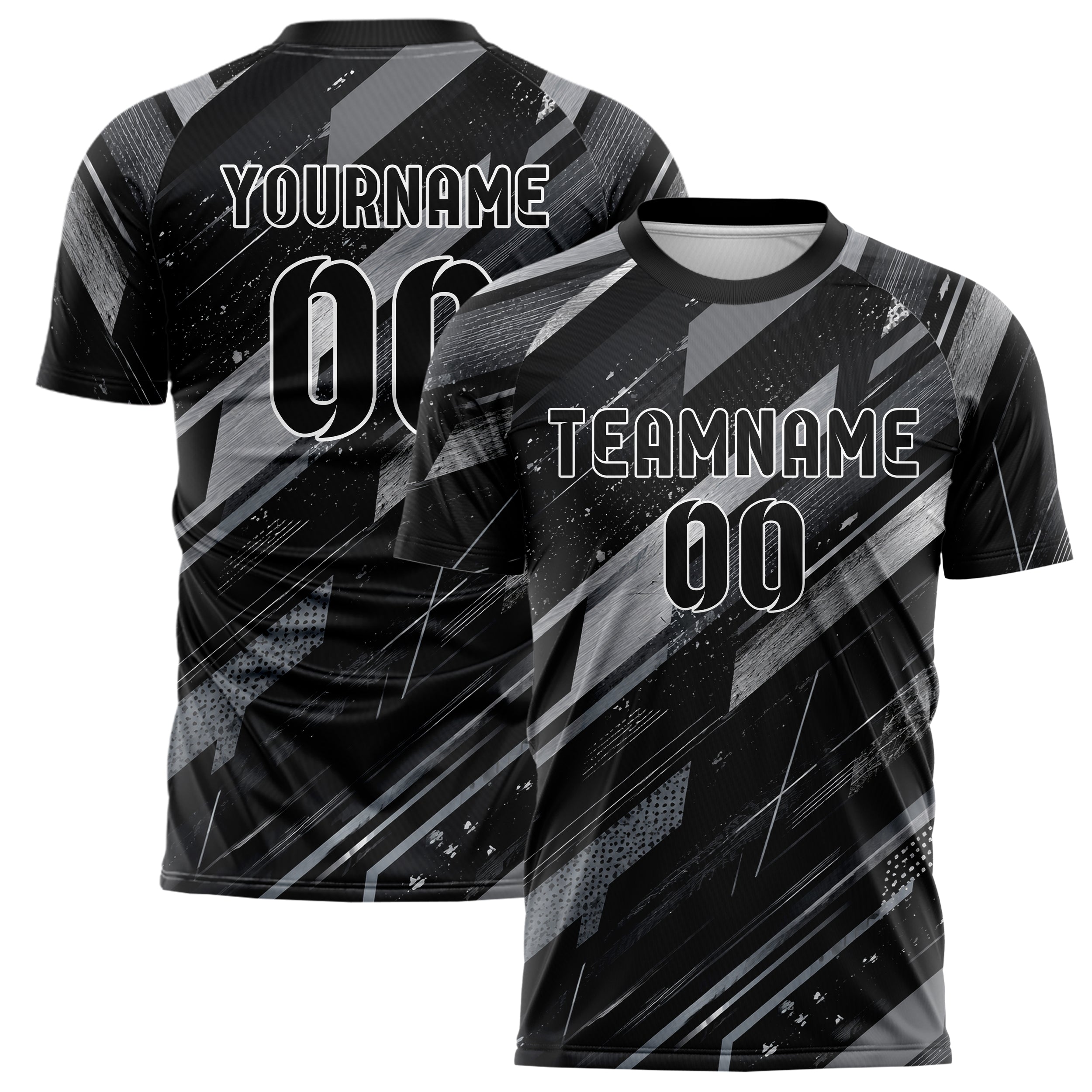 Schwarz klassisches abstrakte Linien Speckles Line Accents Design 12-0288 individuelles Fußballtrikot main