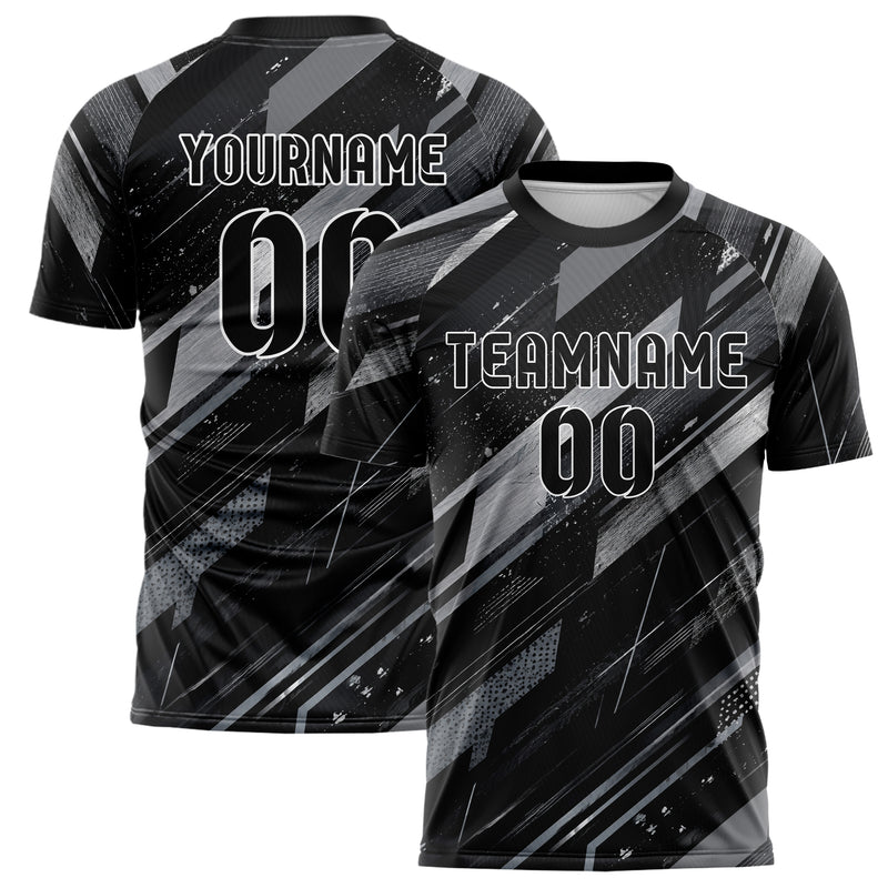 Schwarz klassisches abstrakte Linien Speckles Line Accents Design 12-0288 individuelles Fußballtrikot main