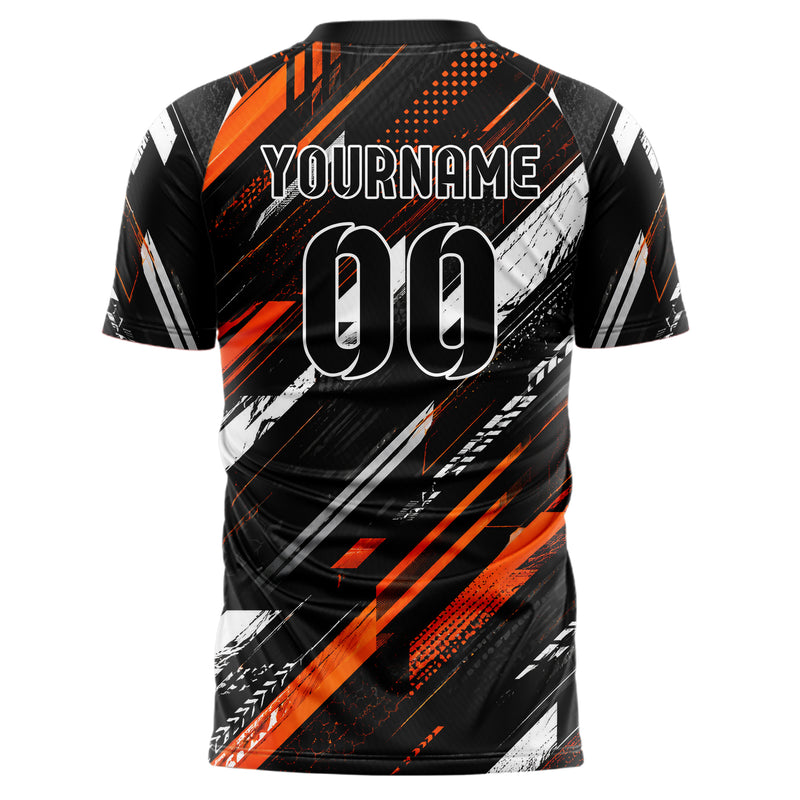 Schwarz dunkles abstrakte Linien diagonale Streamlines Design 12-0259 individuelles Fußballtrikot back