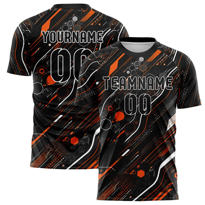 Schwarz dunkles abstrakte Linien Hexagons Curve Lines Design 12-0013 individuelles Fußballtrikot main