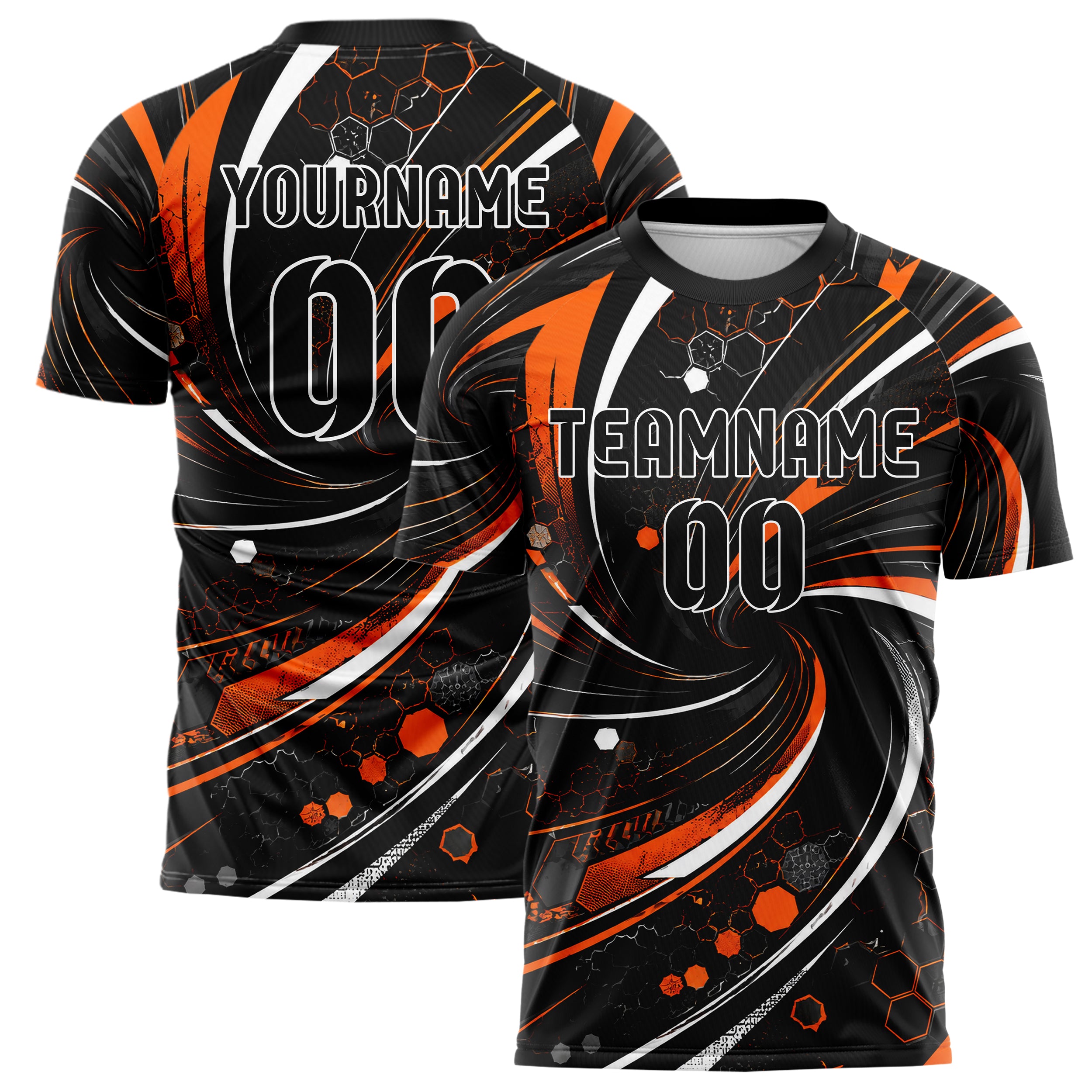 Schwarz dunkles abstrakte Linien Hexagons Curve Lines Design 12-0205 individuelles Fußballtrikot main